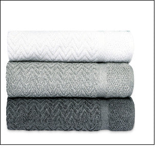 SOLID CHEVRON BATH SHEET charcoal 70% COTTON/ 30% POLYESTER SIZE: 27" X 52"/ 69 X 132 CM