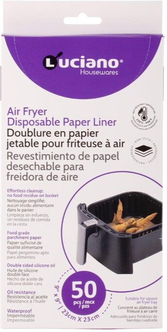 Luciano Airfryer Paper Liners 50 Pack Disposable Parchment