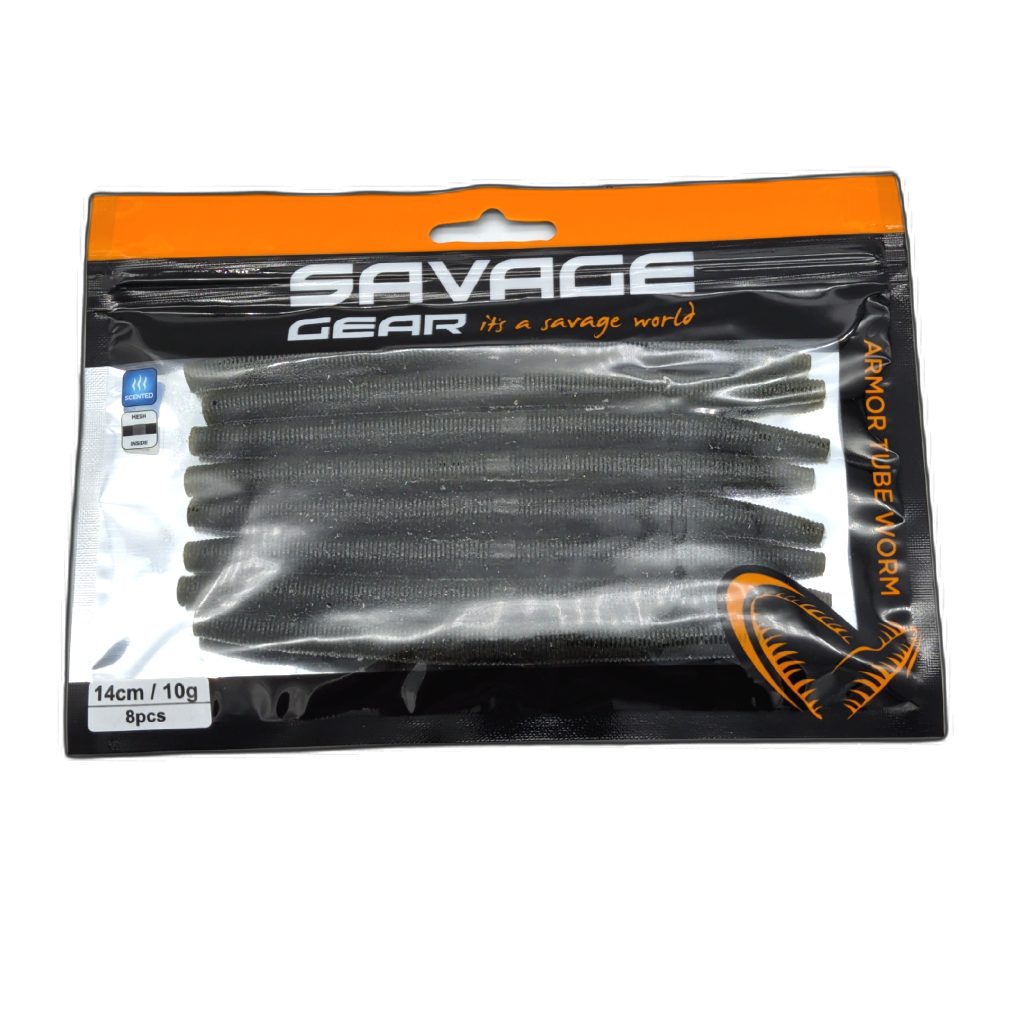 Savage Gear Armor Tube Worm 8pk Green Pumpkin