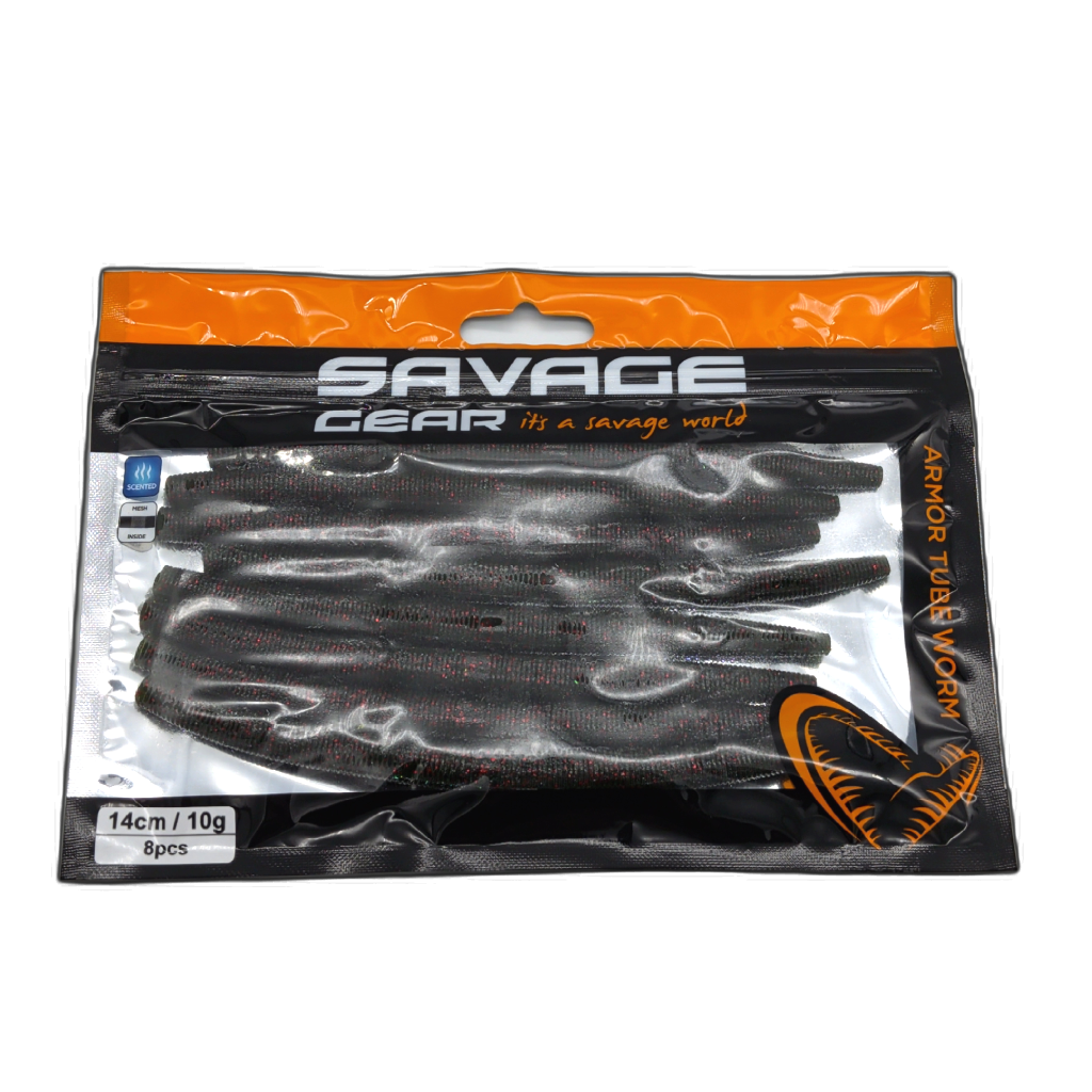 Savage Gear Armor Tube Worm 8pk Watermelon Red