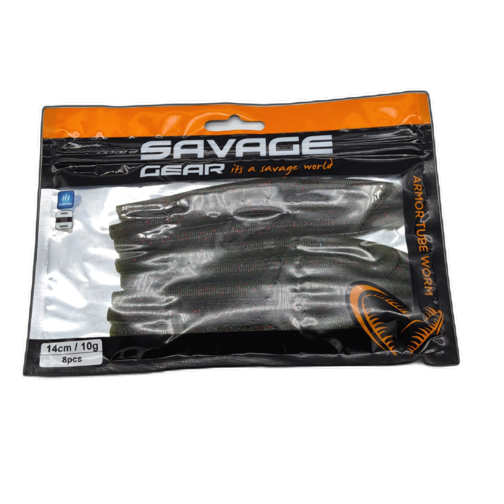 Savage Gear Armor Tube Worm 8pk Light Watermelon Red