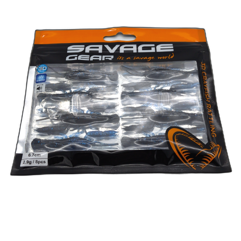 Savage Gear 3D Crayfish Rattling Lure 8pk Blue Black