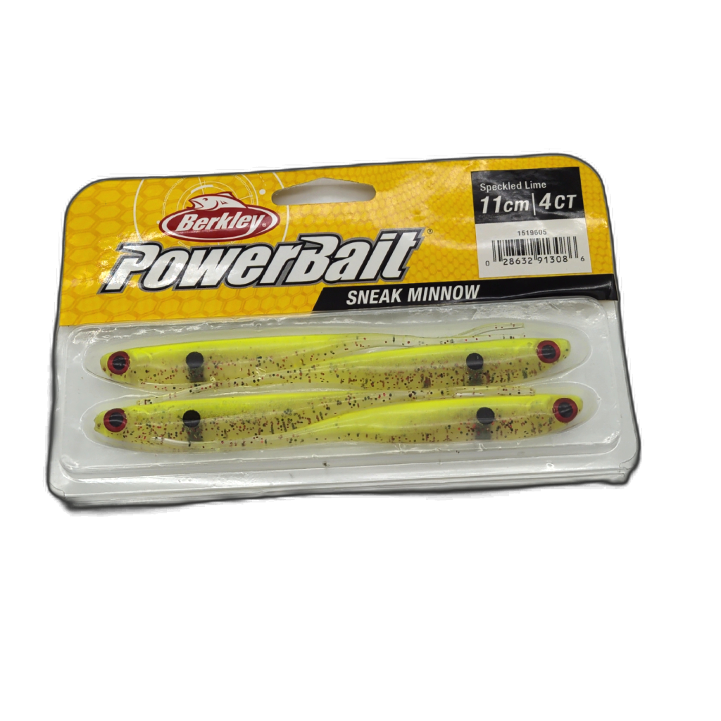 Berkley PowerBait Sneak Minnow 11cm 4pk Speckled Lime
