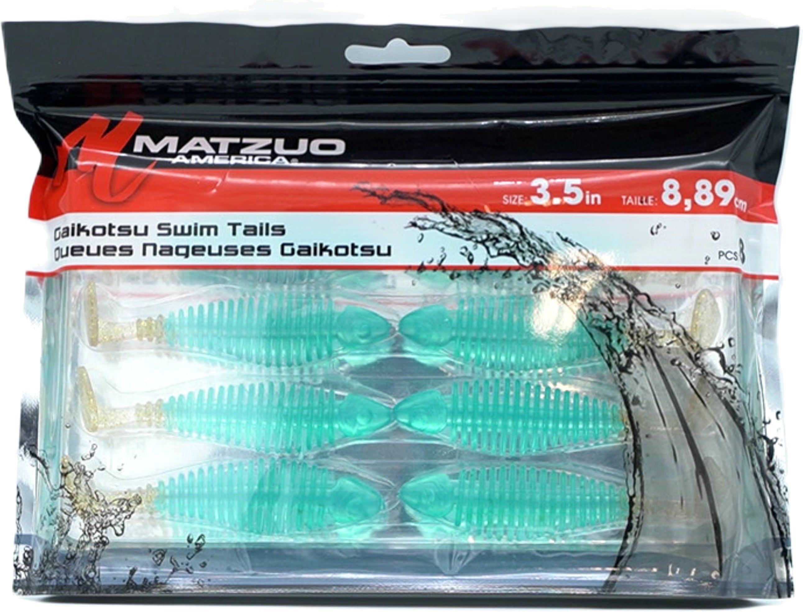 Matzuo Gaikotsu 3.5" Green Glitter Swim Tail Lures 8pk
