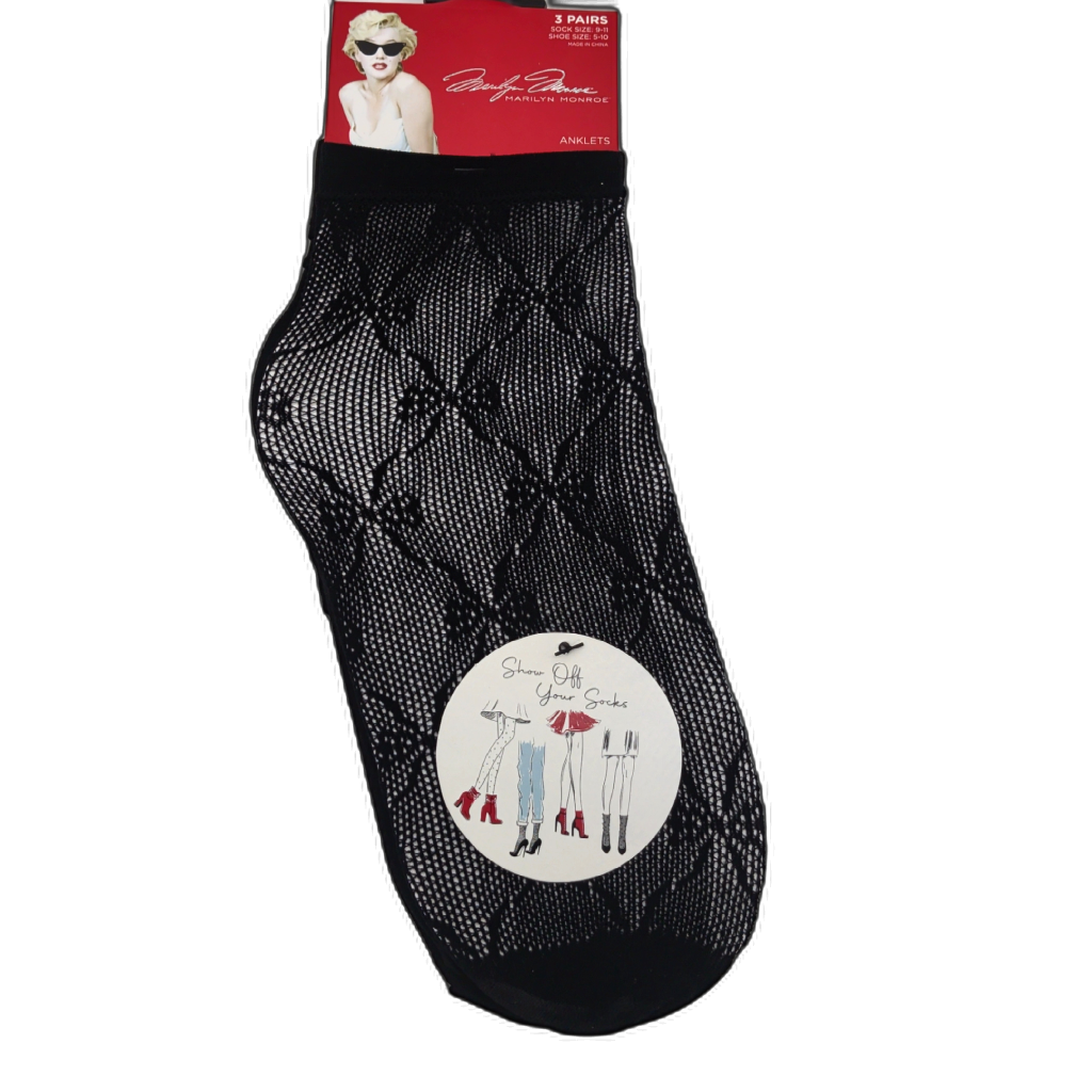 Ladies' black lace socks 3-pack size 9-11