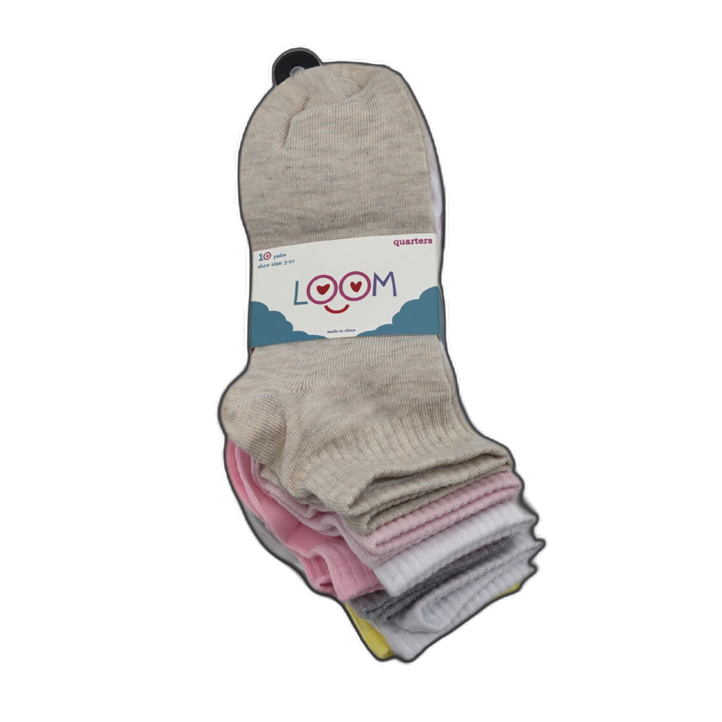 Loom Ladies Quarter Socks 10-Pack Assortment 6