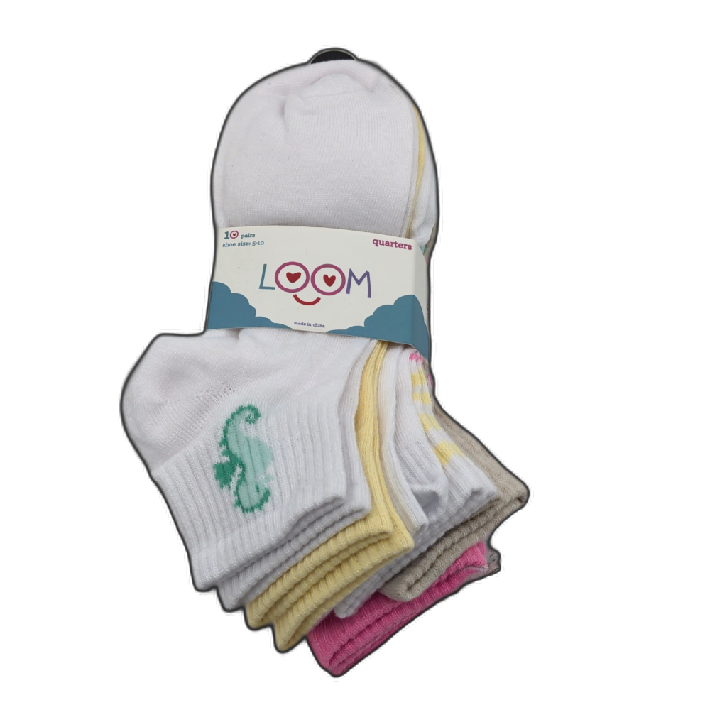 Loom Ladies Quarter Socks 10-Pack Assortment 9