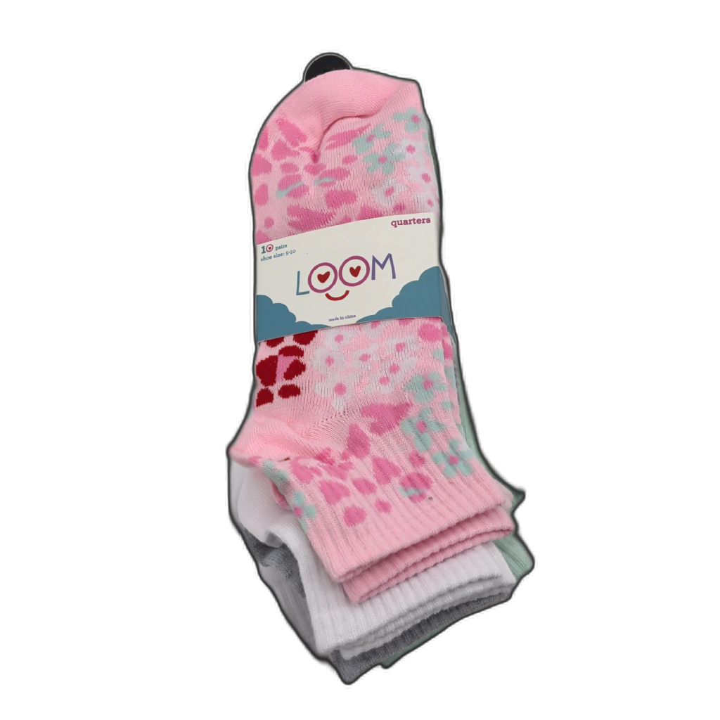 Loom Ladies Quarter Socks 10-Pack Assortment 11