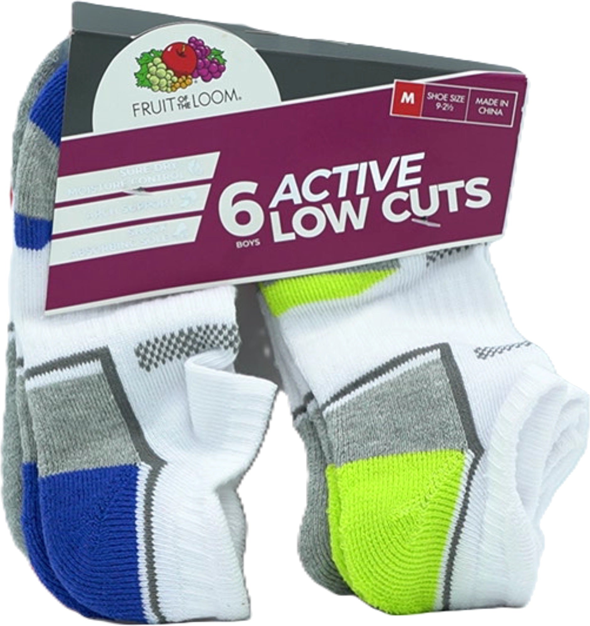 Fruit of the Loom Boys White Low Cut Socks 6-Pack