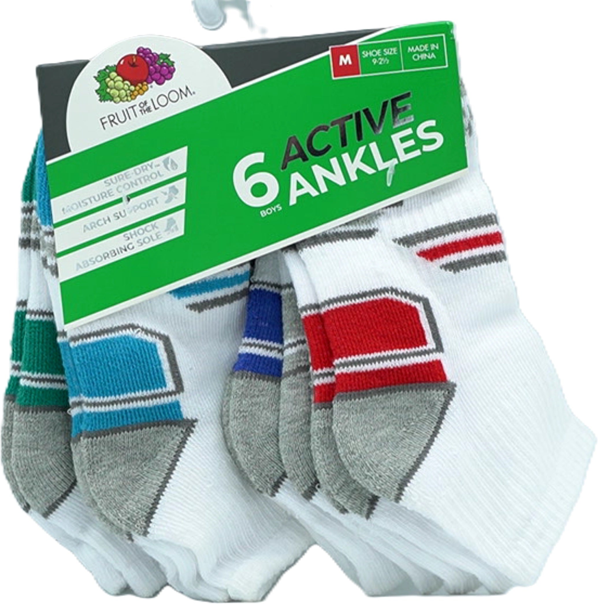 Fruit Of The Loom Boys White Ankle Socks 6-Pack