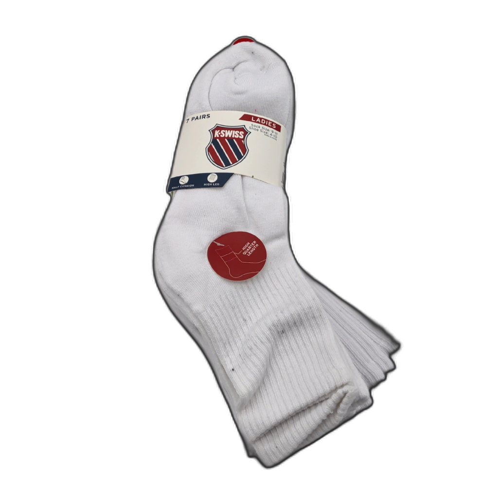 K-Swiss Ladies High Quarter Socks 7-Pack White