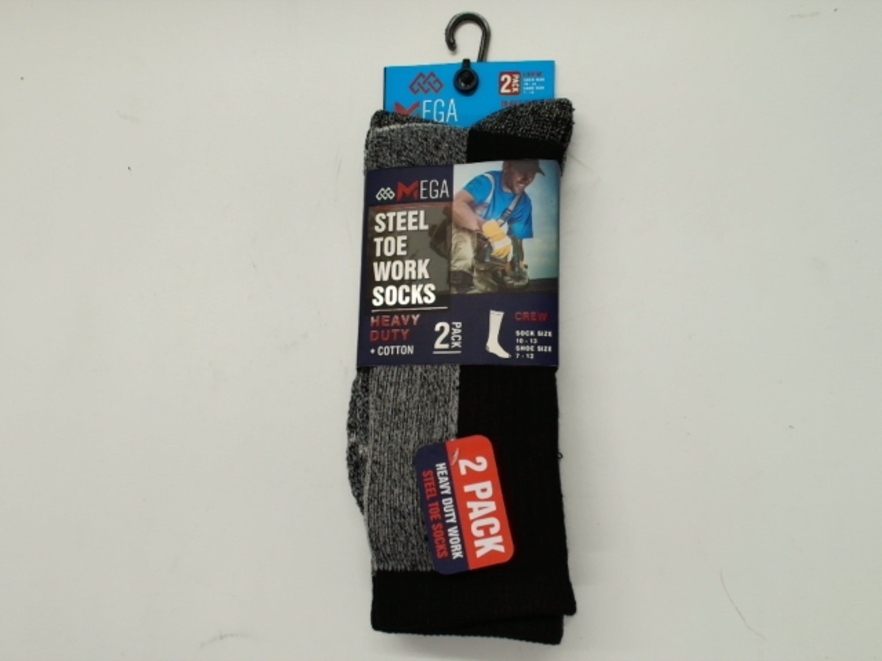 Steel Toe Work Socks Men's 2pk. Black/Grey Crew Heavy Duty (ENDCAP) - Brantford Surplus