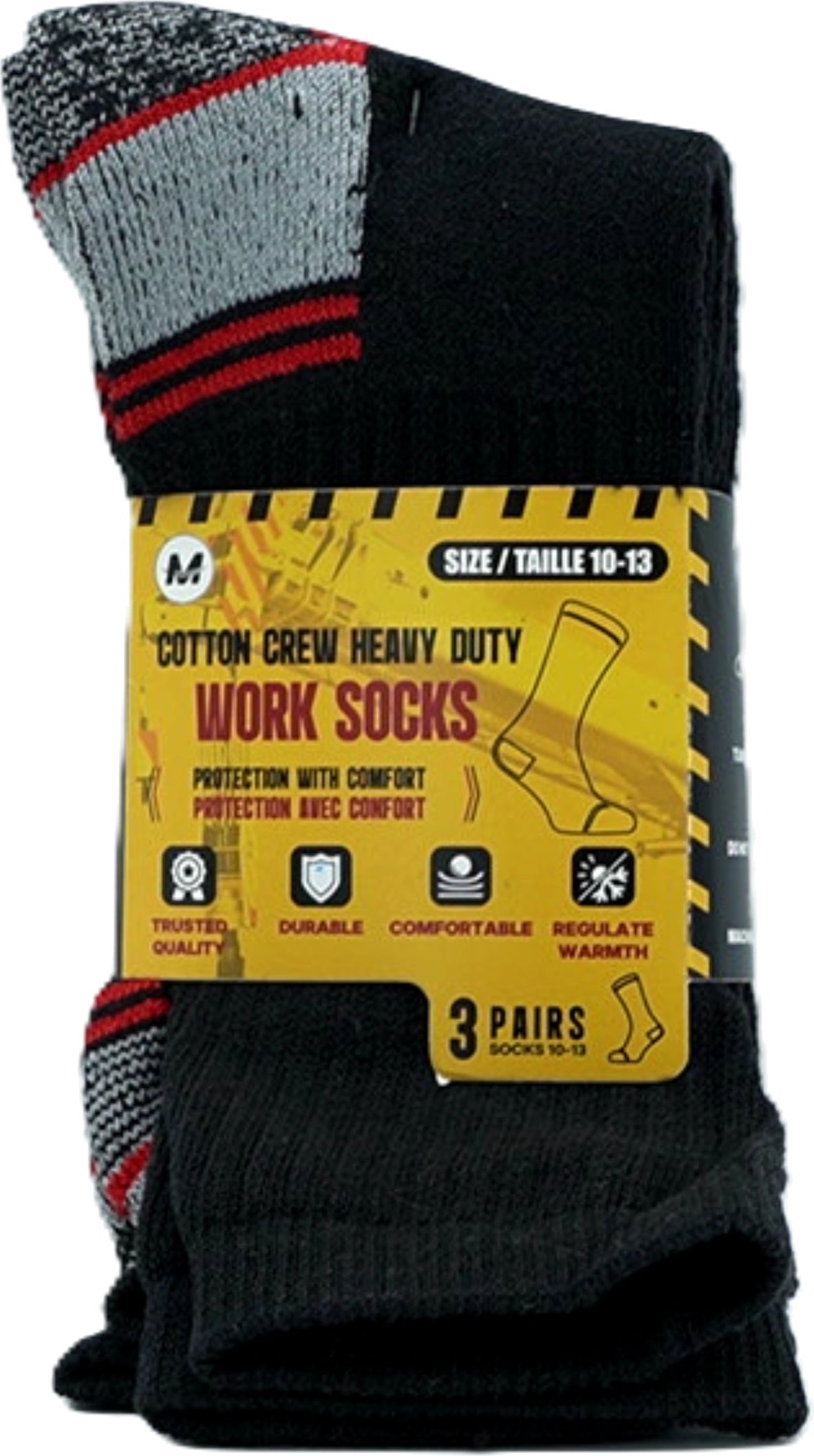 Heavy Duty Cotton Work Socks 3-Pack Men's 10-13