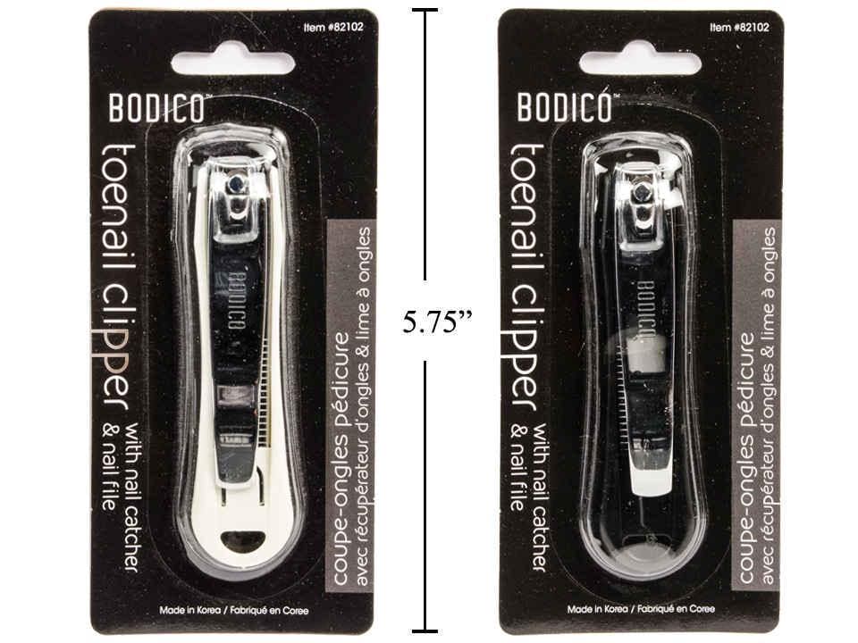 Bodico Toe Nail Clipper w/ Catcher, 82mm, 2col: blk&wht - Brantford Surplus