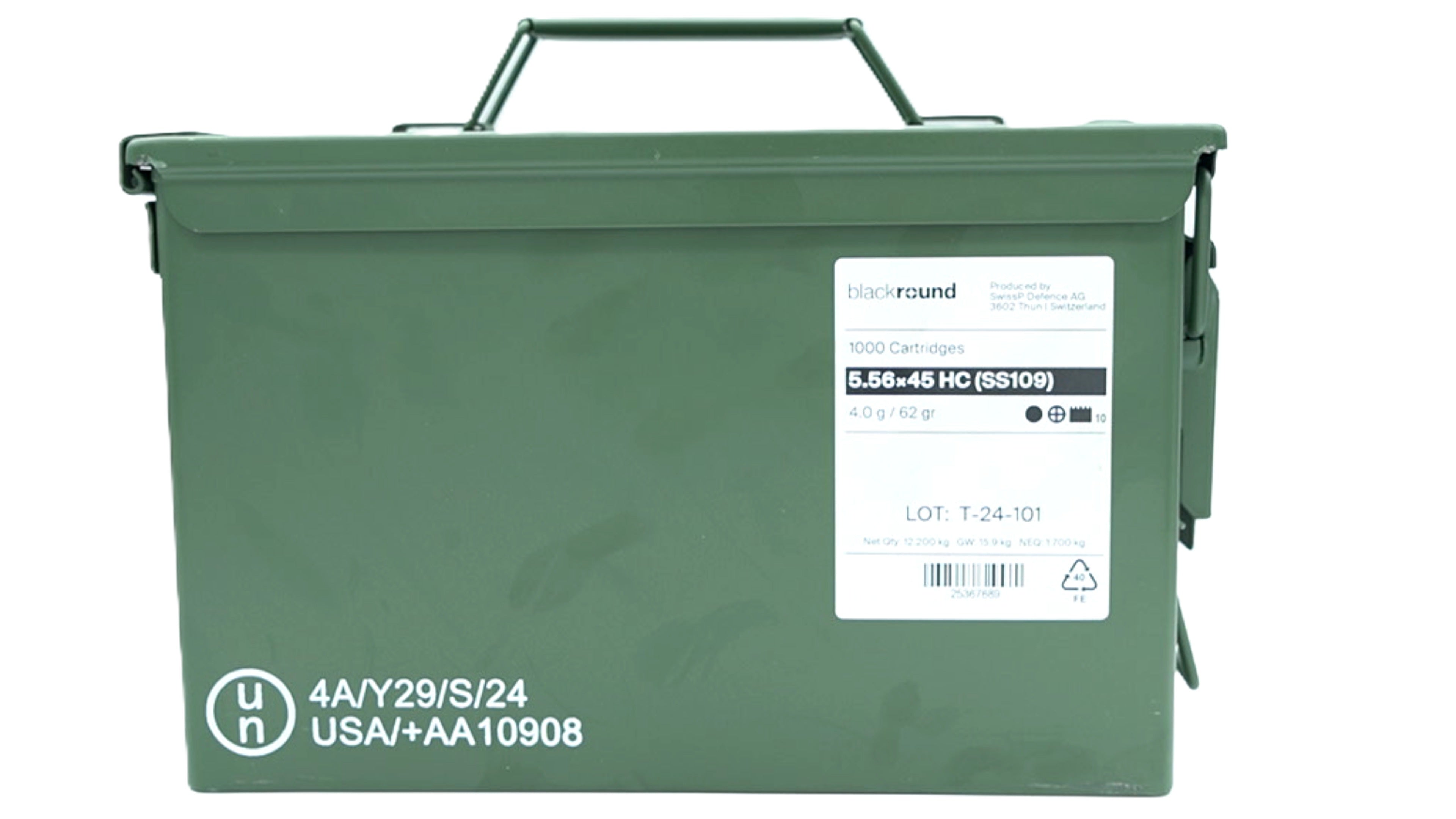 Blackr Green Steel Ammo Can 5.56x45 HC 1000 Count