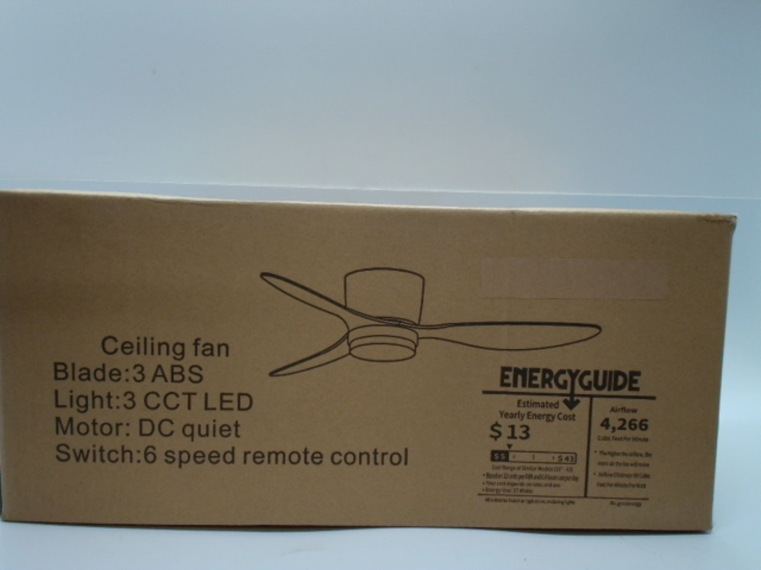 Ceiling Fan 3 Blade 6 Speed LED Light w/Remote Gesheng - Brantford Surplus