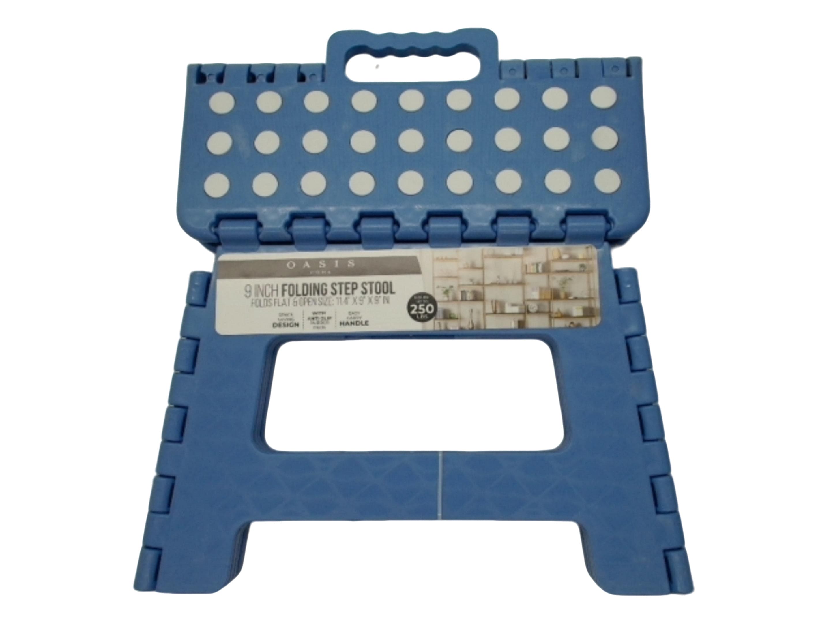 Folding Step Stool 9" 11.4" x 9" x 9" Blue Oasis Home - Brantford Surplus