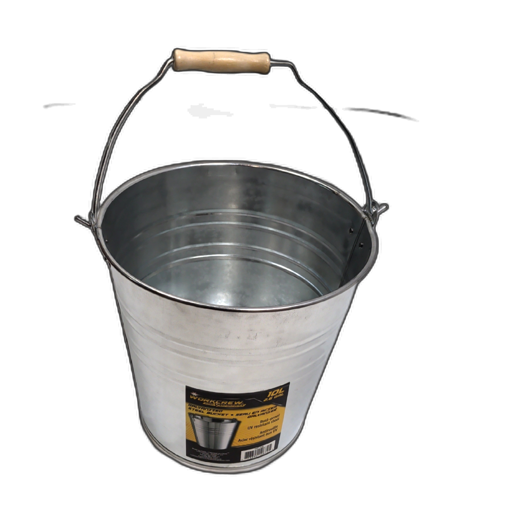 Workcrew 10L Galvanized Steel Bucket High Performance heavy-duty