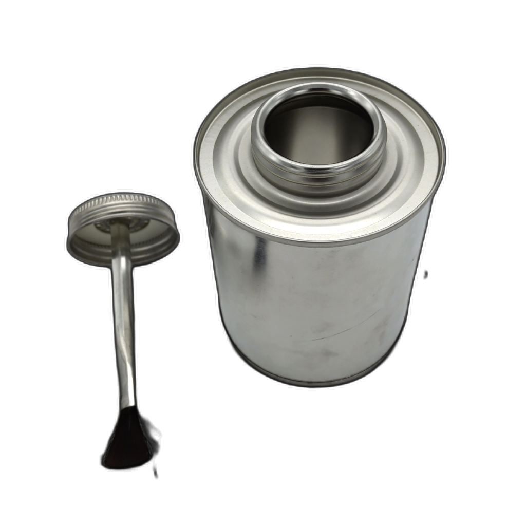 Silver container with built-in brush lid
