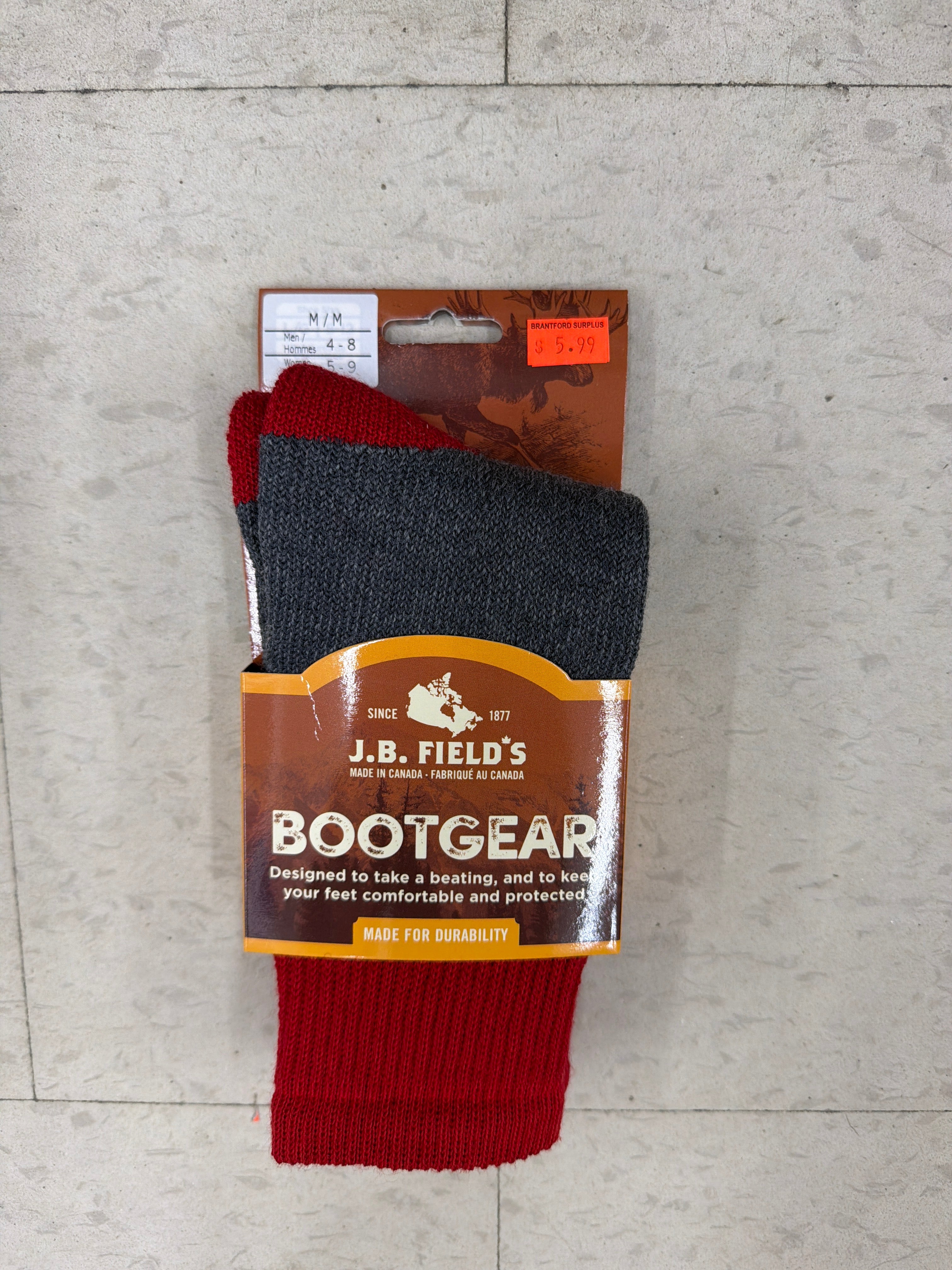 J.B. Field's Red Hiking Socks - Cushioned Medium Hiker