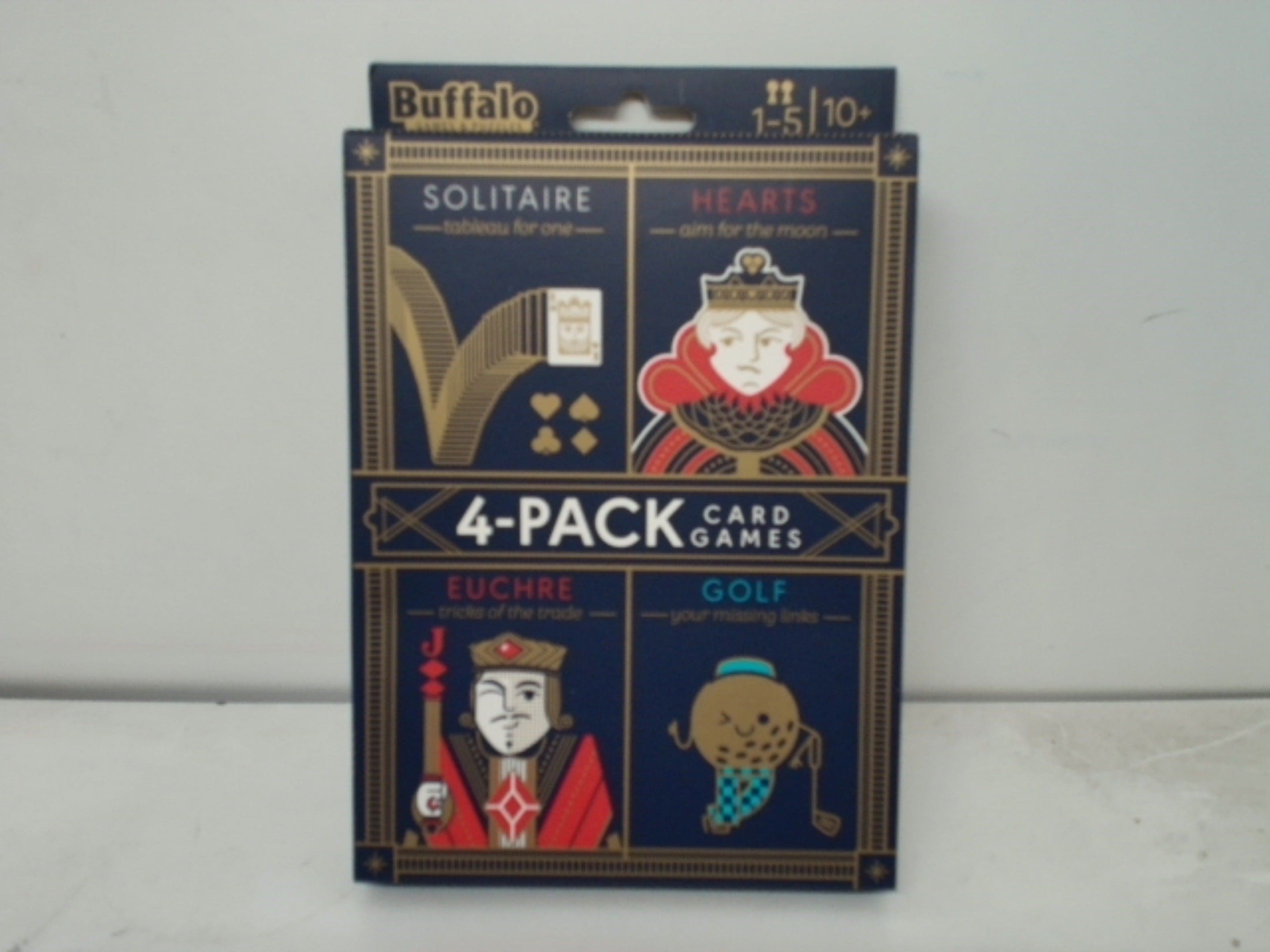 Card Games 4pk. Solitaire, Hearts, Euchre & Golf Buffalo - Brantford Surplus