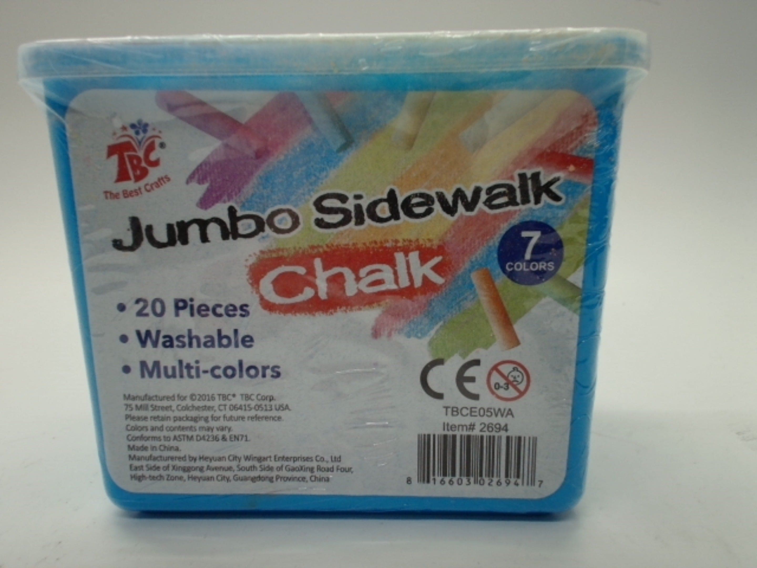 Jumbo Sidewalk Chalk 20pcs. 7 Colours (ENDCAP) - Brantford Surplus