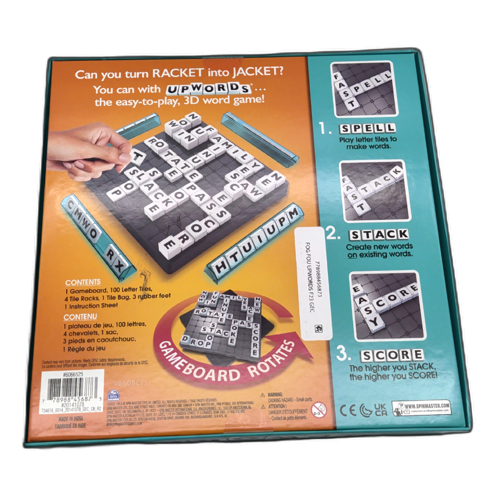 Upwords 3D Stacking Word Board Game — detail