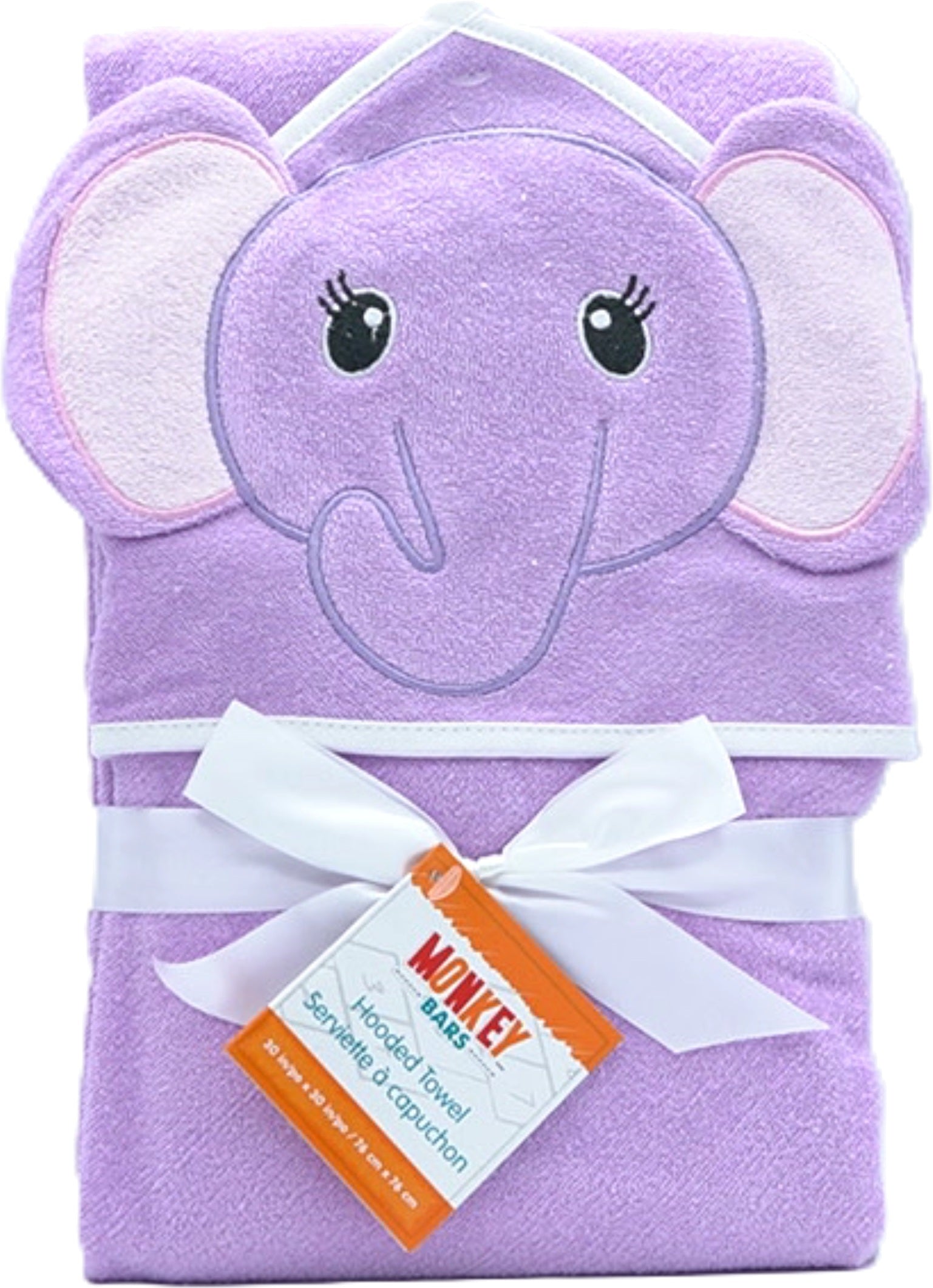Pink Elephant Hooded Towel 30x30 - Monkey Bars