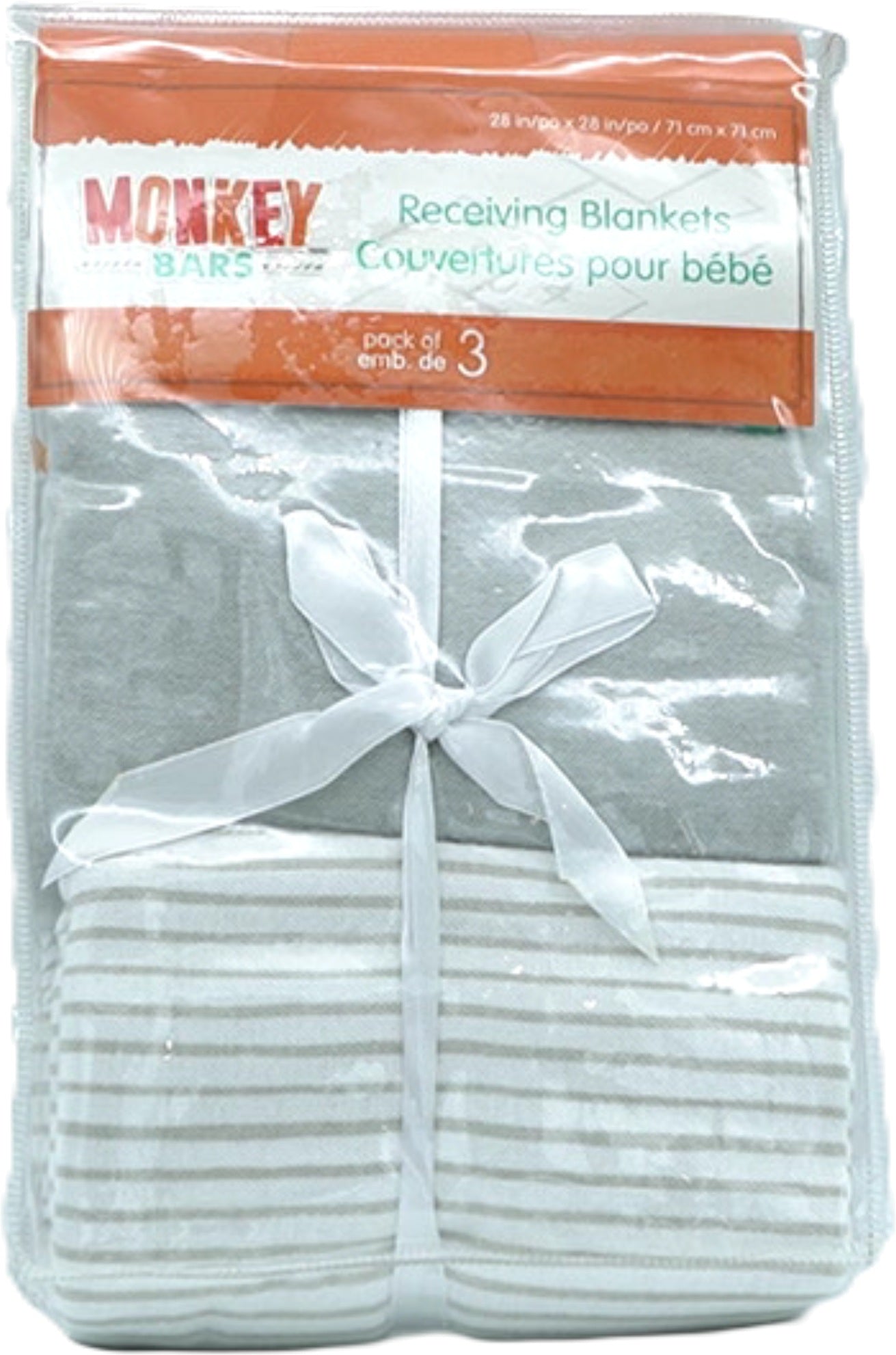 Grey Monkey Bars Receiving Blankets 3pk 28"x28"