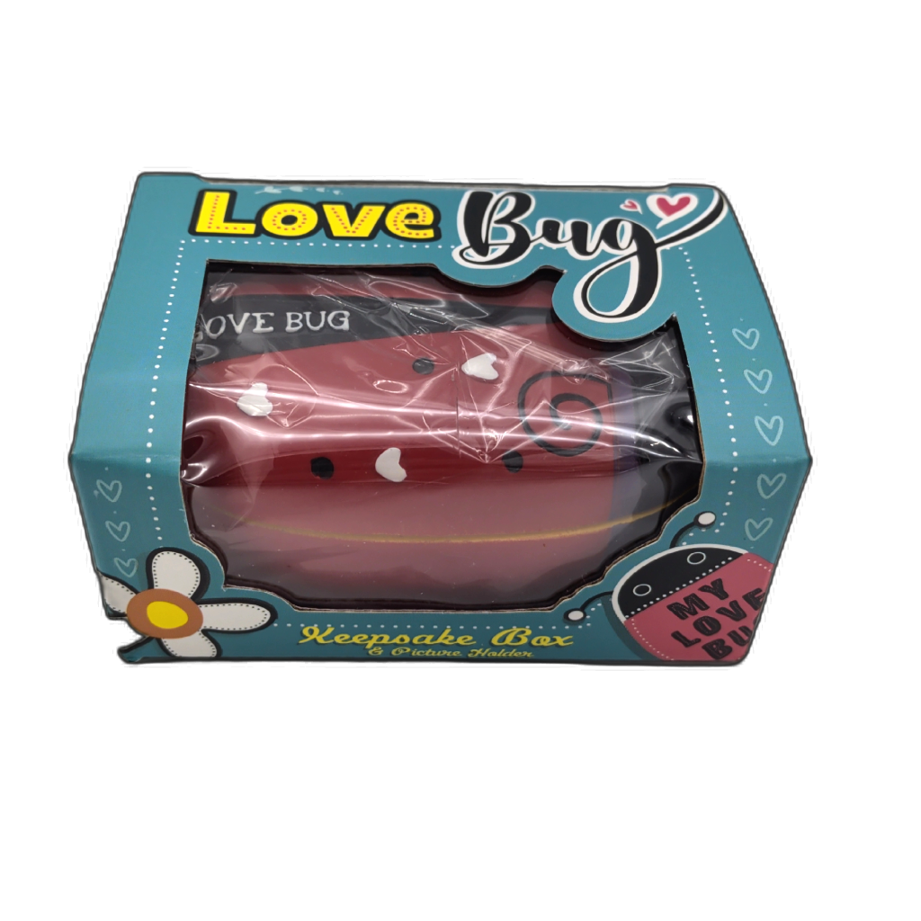 Love Bug Keepsake Box Red Hearts — side view