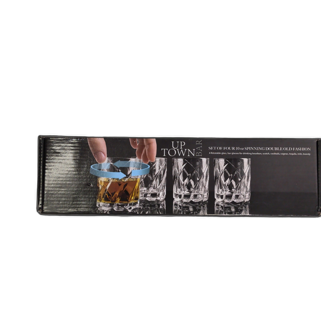 10oz. Spinning Double Old Fashion Glasses Set Of 4