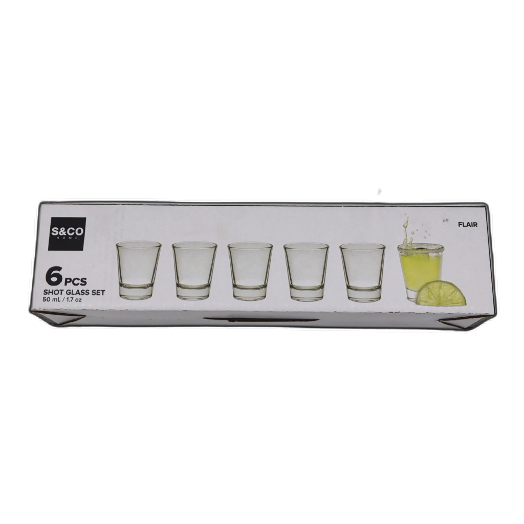 S&co Home 6-Piece Shot Glass Set 50ml clear glass