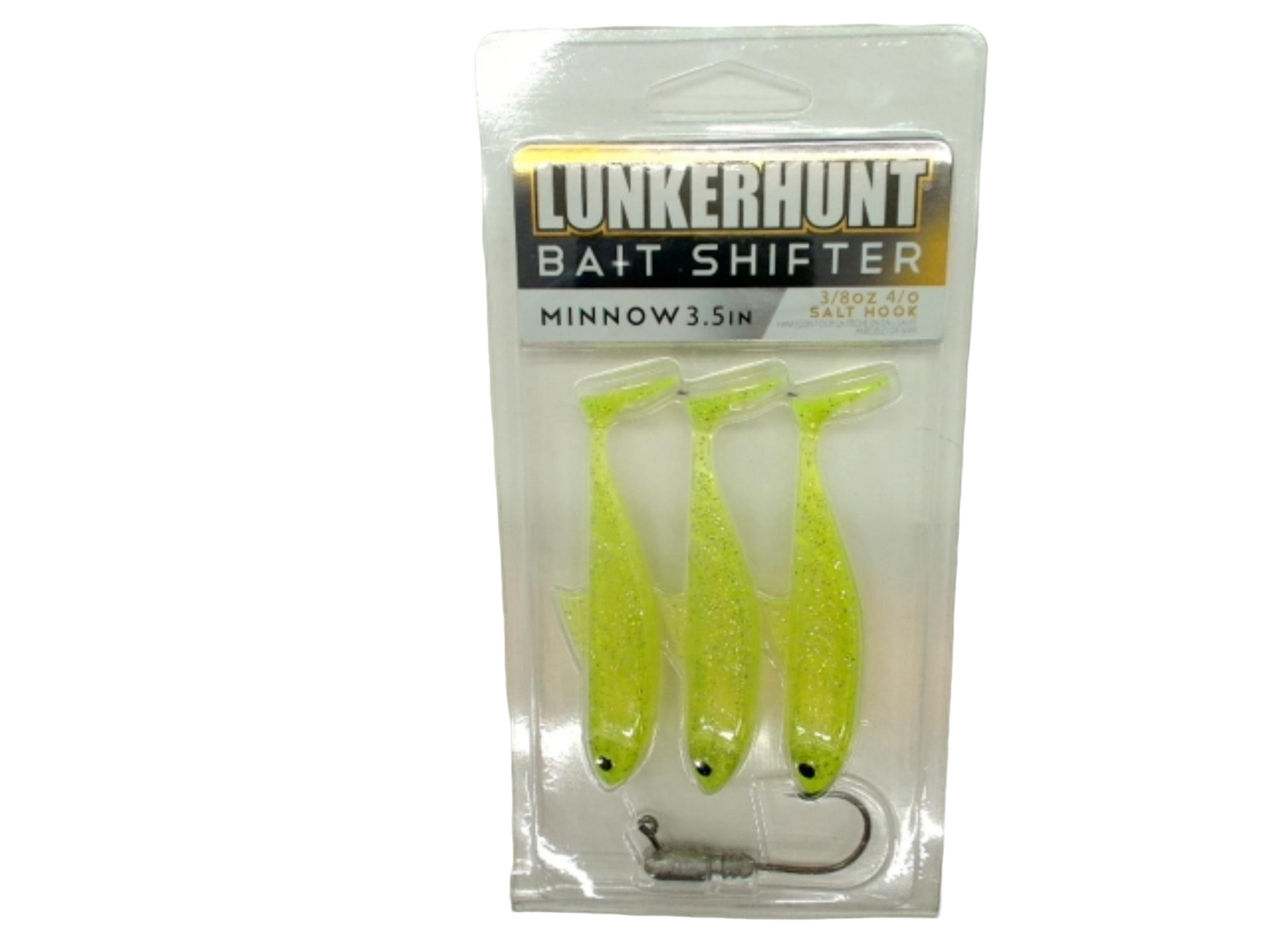 Bait Shifter Minnow 3.5" 3pk. 3/8oz. 4/o Nitro Glow Lunkerhunt