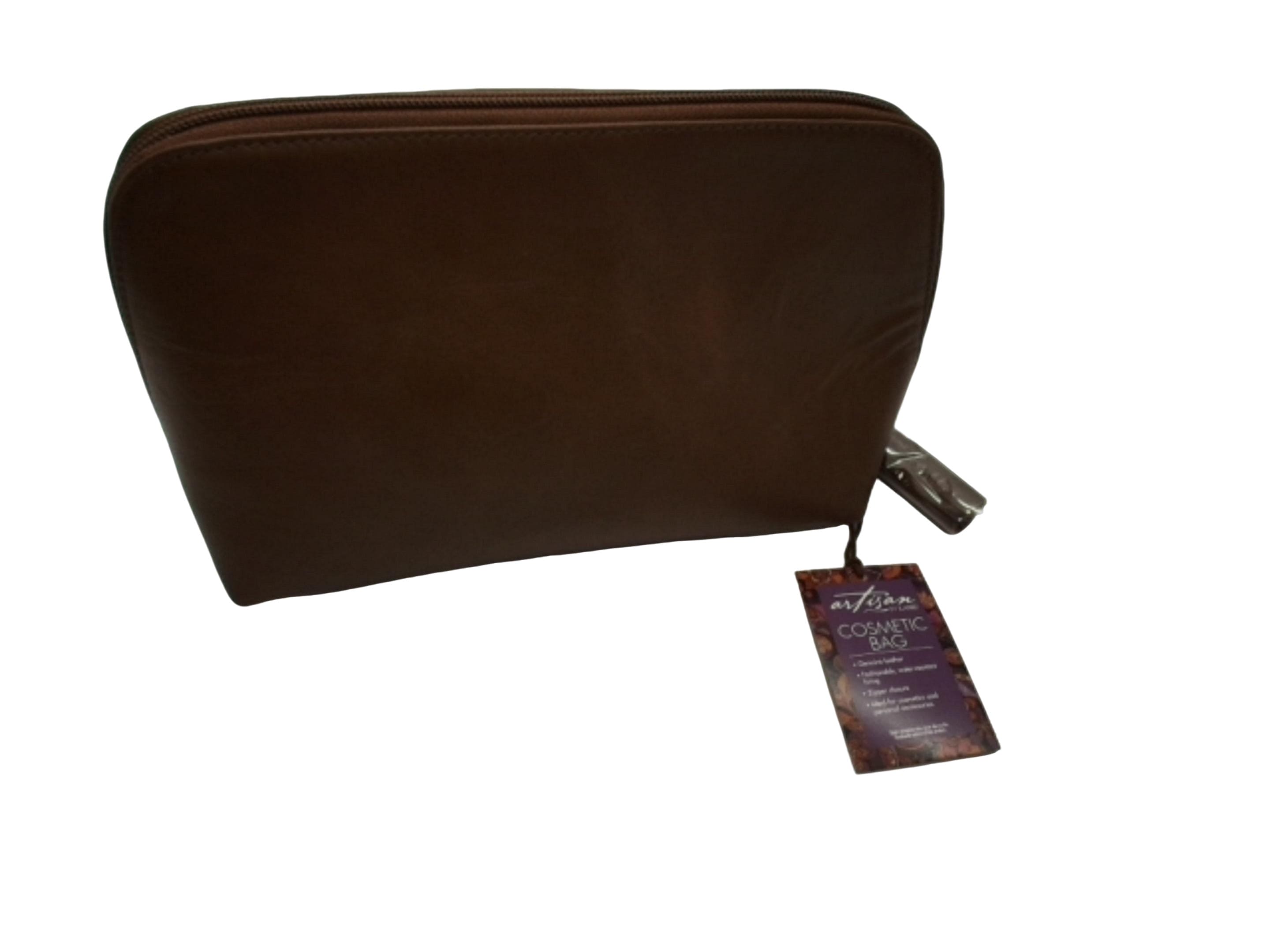 Cosmetic Bag Brown Leather Artisan By Lang - Brantford Surplus