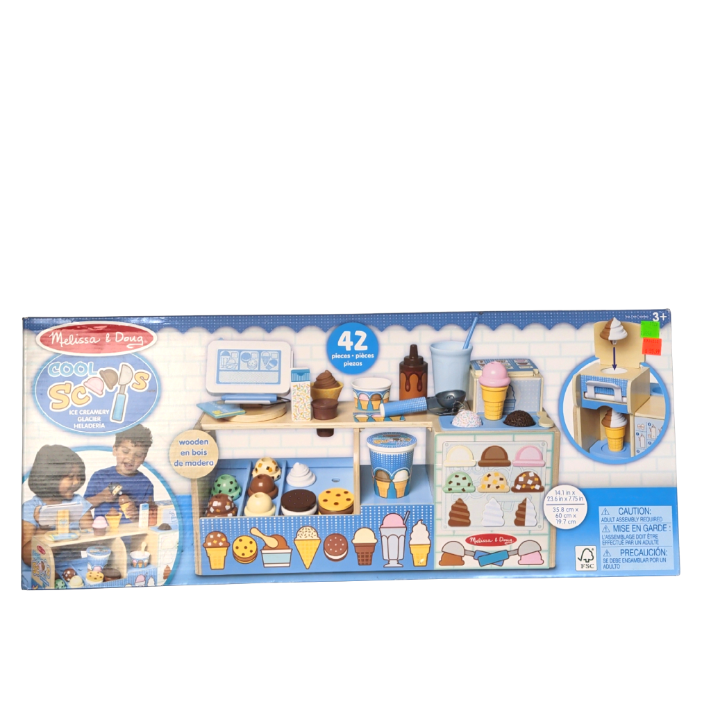 Cool Scoops Ice Creamery 42pc. Wooden Playset 14.1" X 23.6" X 7.75" Melissa & Doug