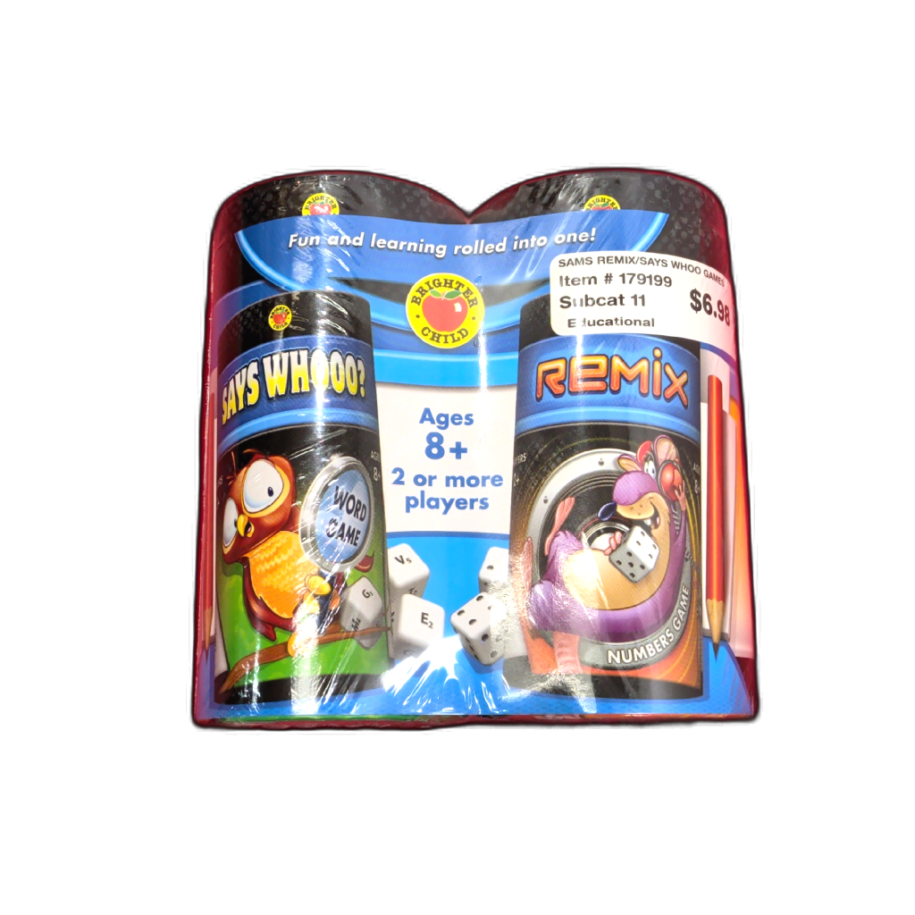 Brighter Child Dice Games 2-Pack Says Whooo and Remix