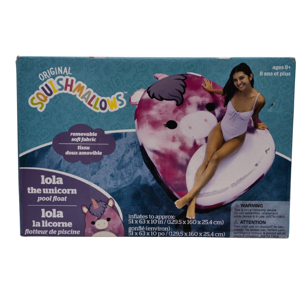 Lola The Unicorn Pool Float w/Removable Soft Fabric 51" x 63" x 10" Squishmallows