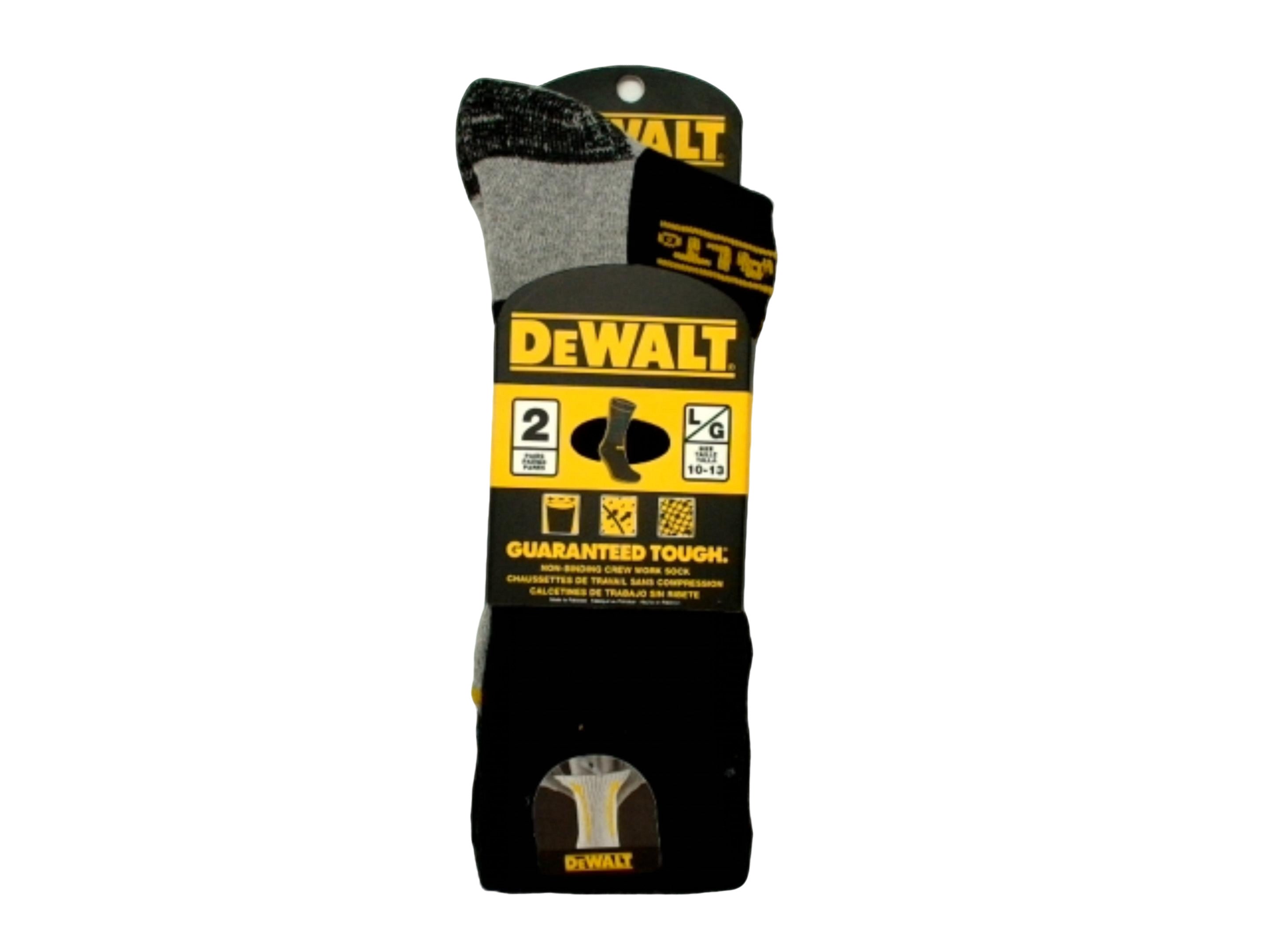 Socks Men's Dewalt 2pk. Non-binding Crew Work Large Black