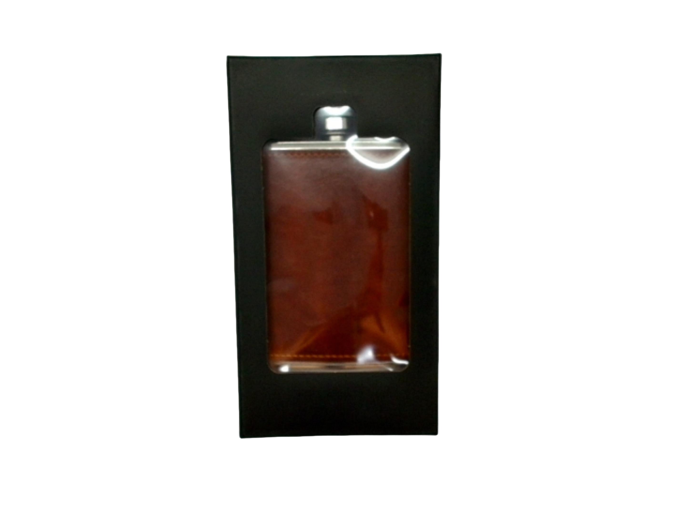 Stainless Steel Wrapped Flask 7oz with Pouch - Brown