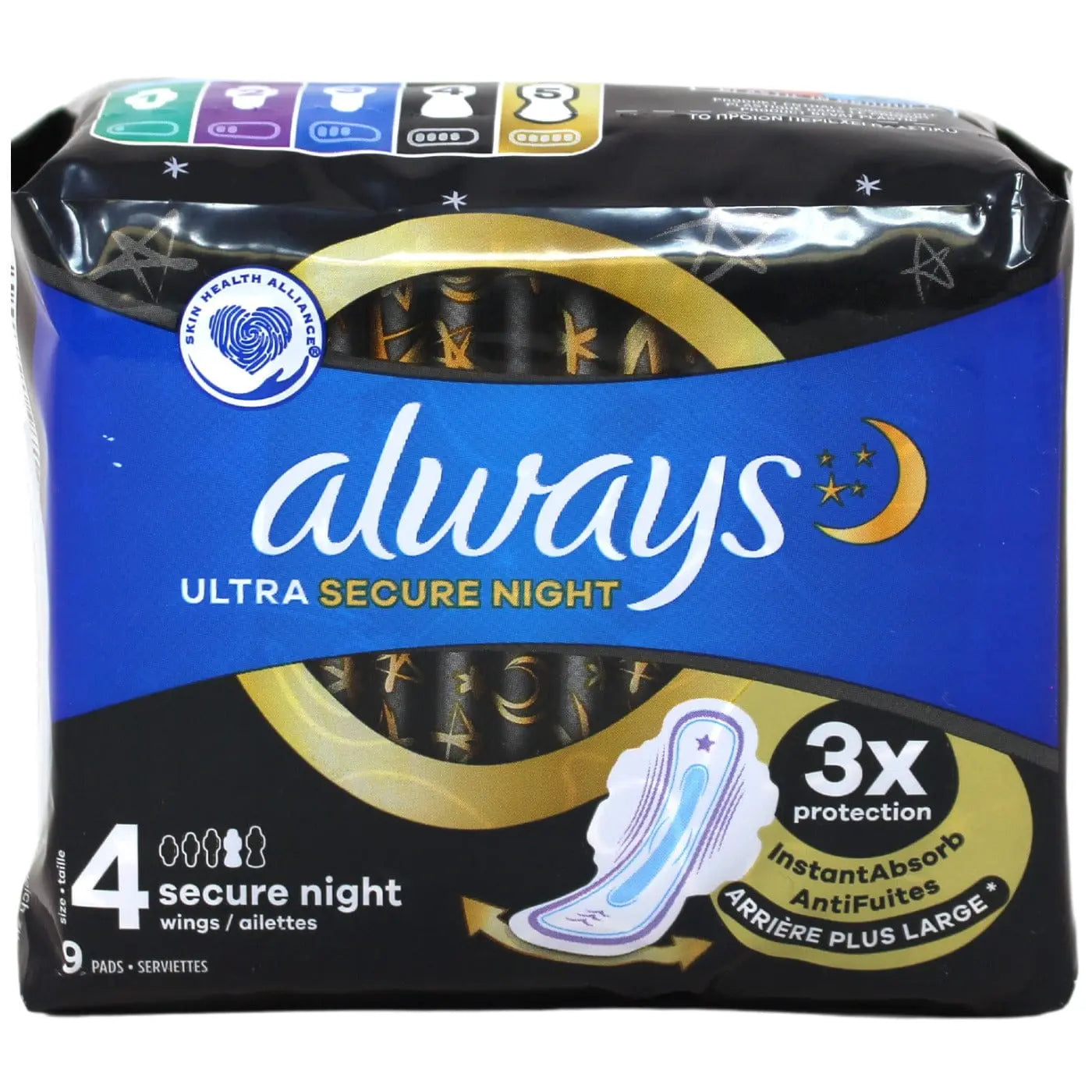 ALWAYS ULTRA 9CT SIZE4 SECURE NIGHT W/ WINGS/20 - Brantford Surplus