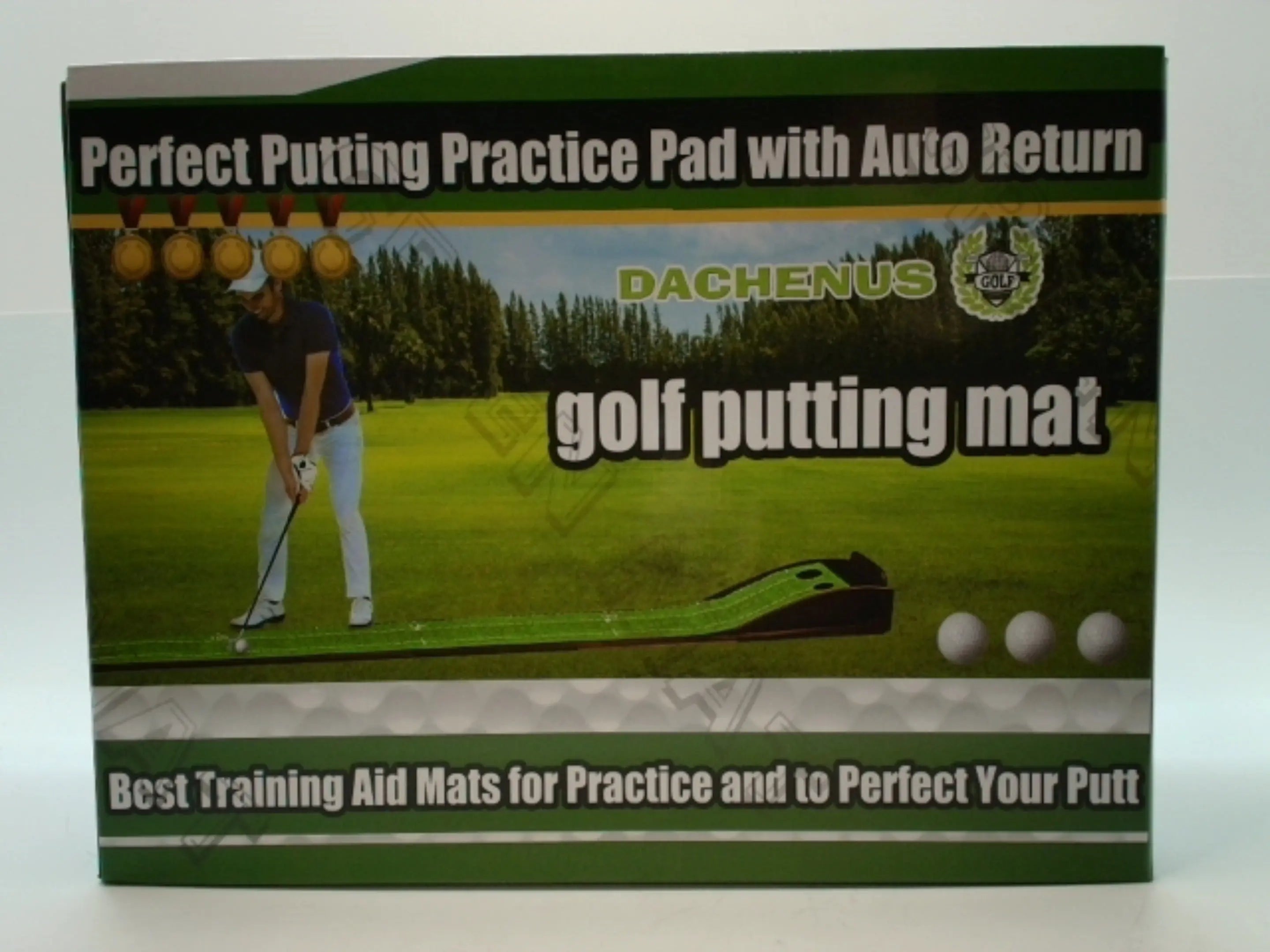 Golf Putting Mat 2 Holes w/Auto Return Dachenus KWDC