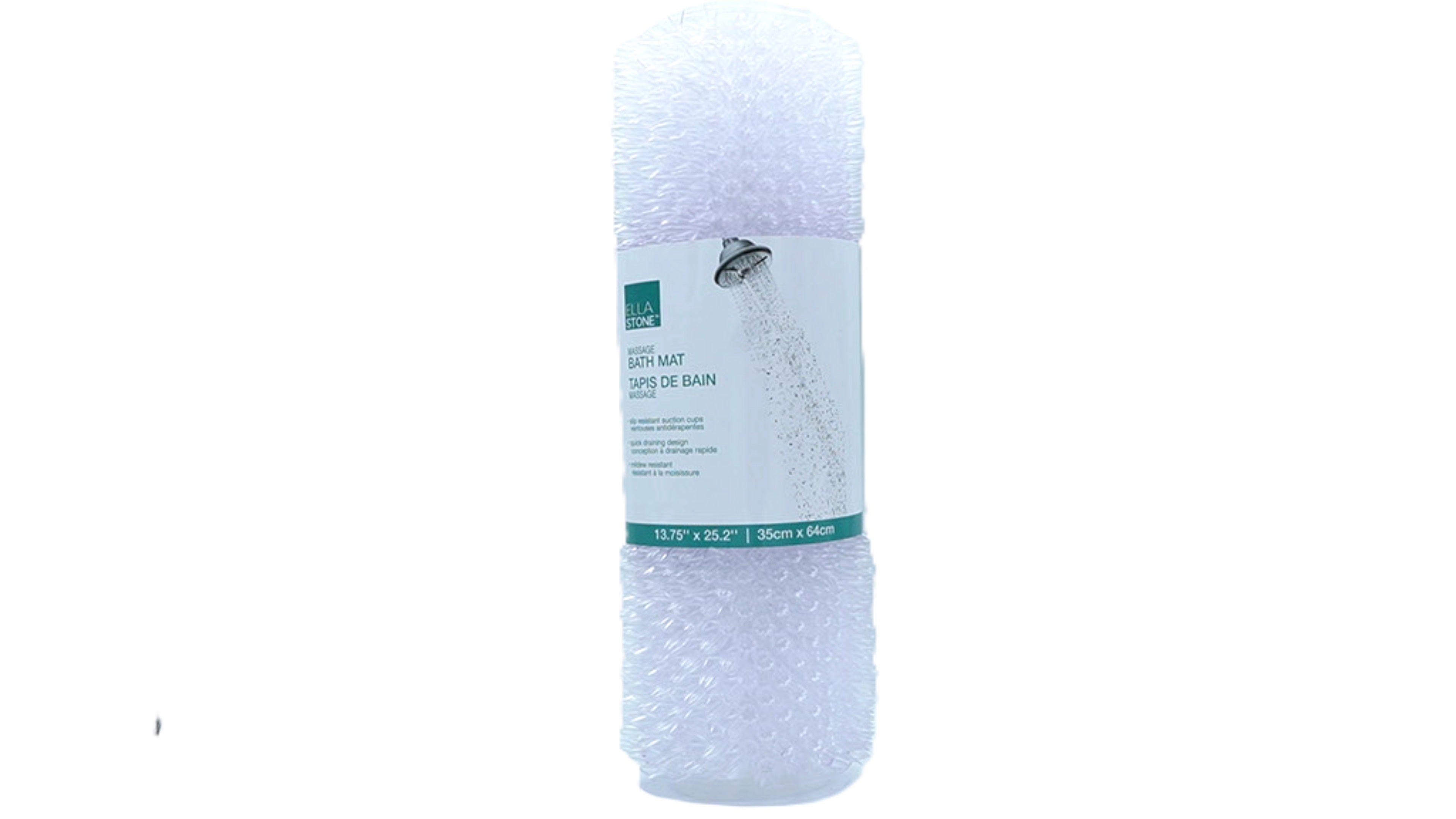 Ella Stone PVC Massage Bathmat with Quick Drain 13.75" x 25.2"