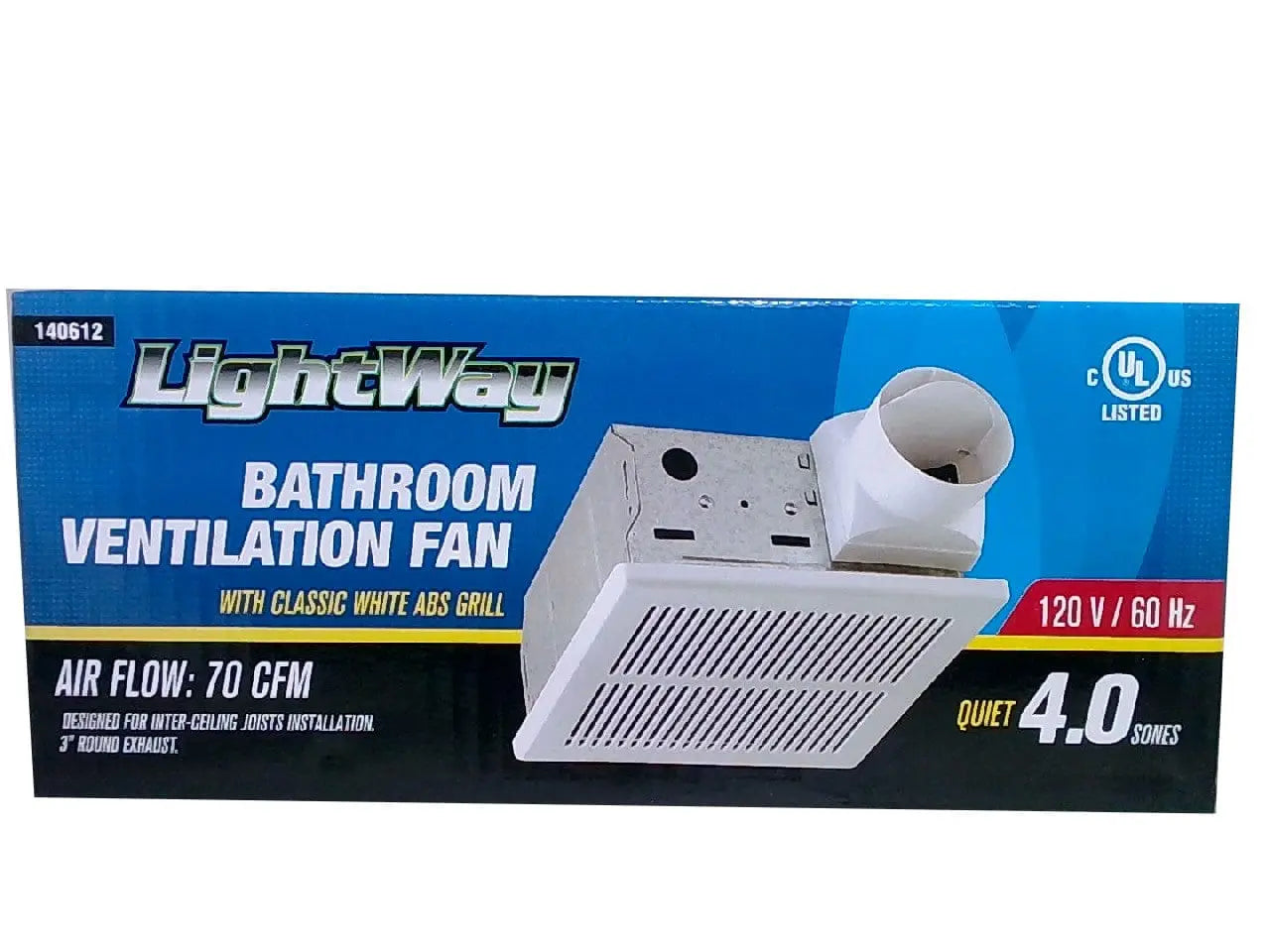 Bathroom fan white 70cfm 4.0 sones Toolway Industries