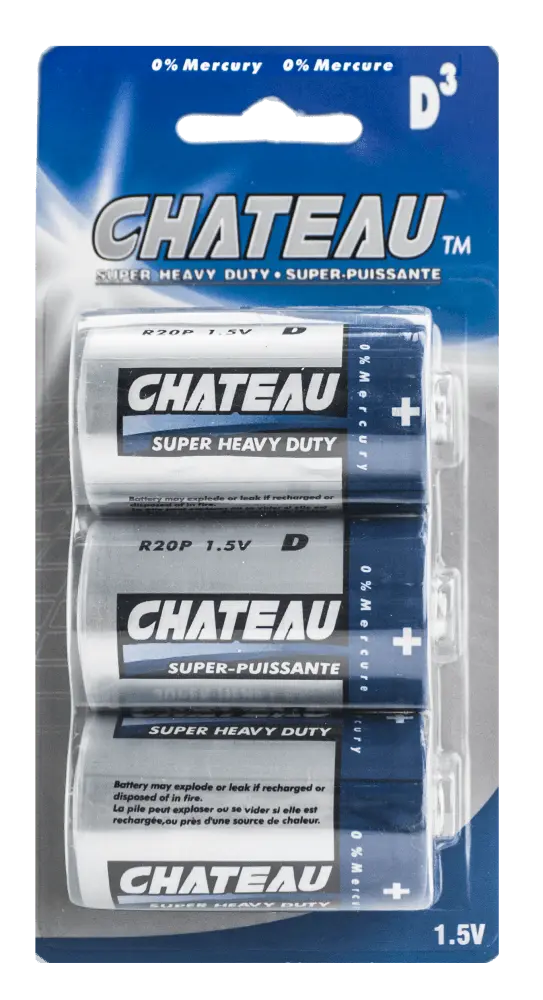 Batteries D 3 pack super heavy duty Chateau Manis Electronics