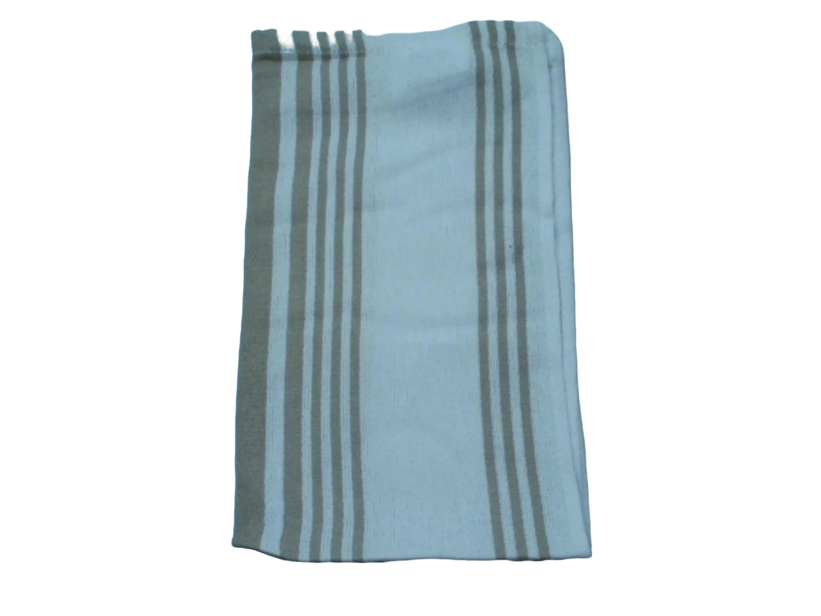 Terry Kitchen Towel 16"x28" White w/Beige Stripe KWDC