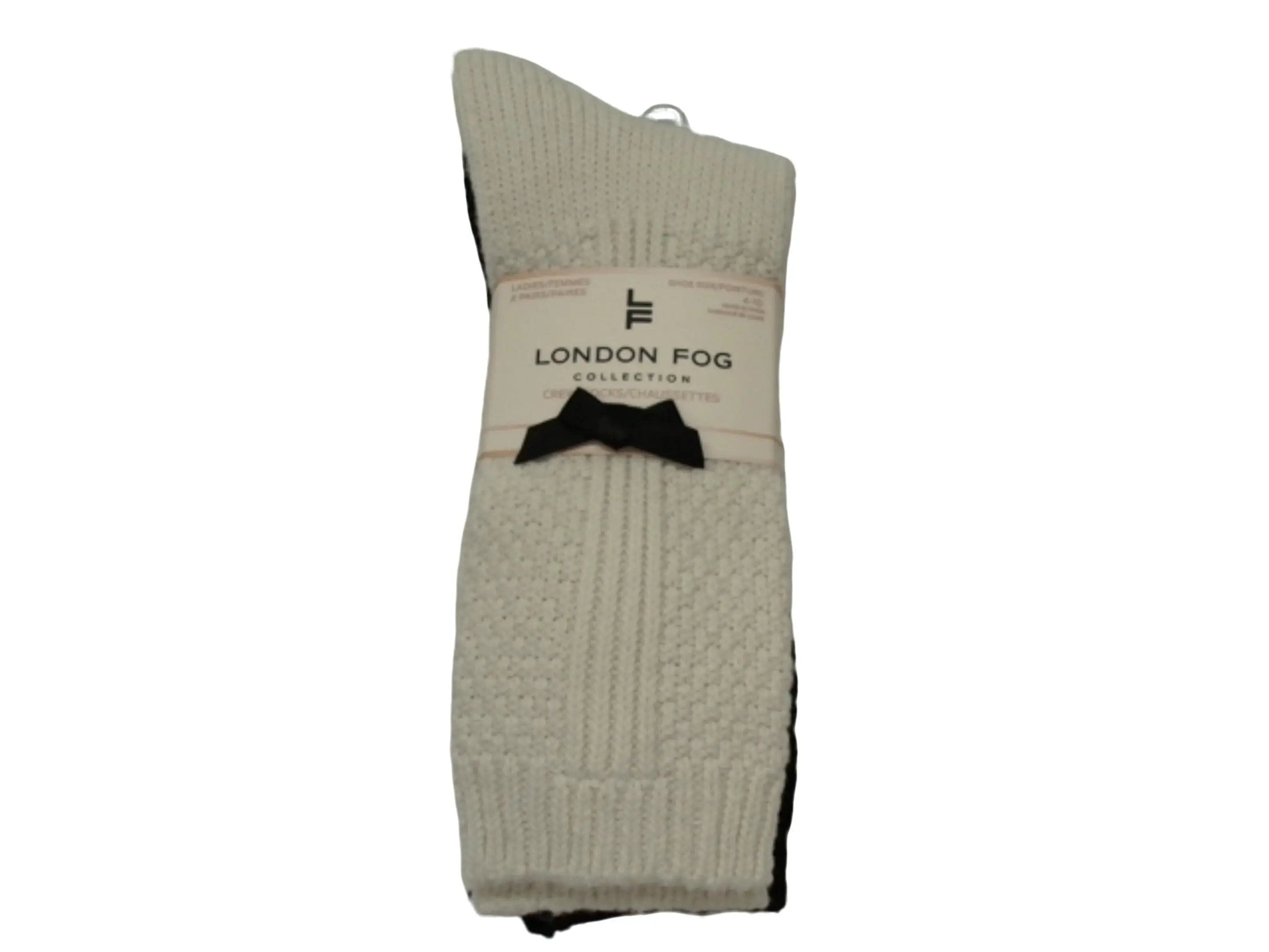 Socks Ladies Crew 2pk. Ivory/Black London Fog KWDC