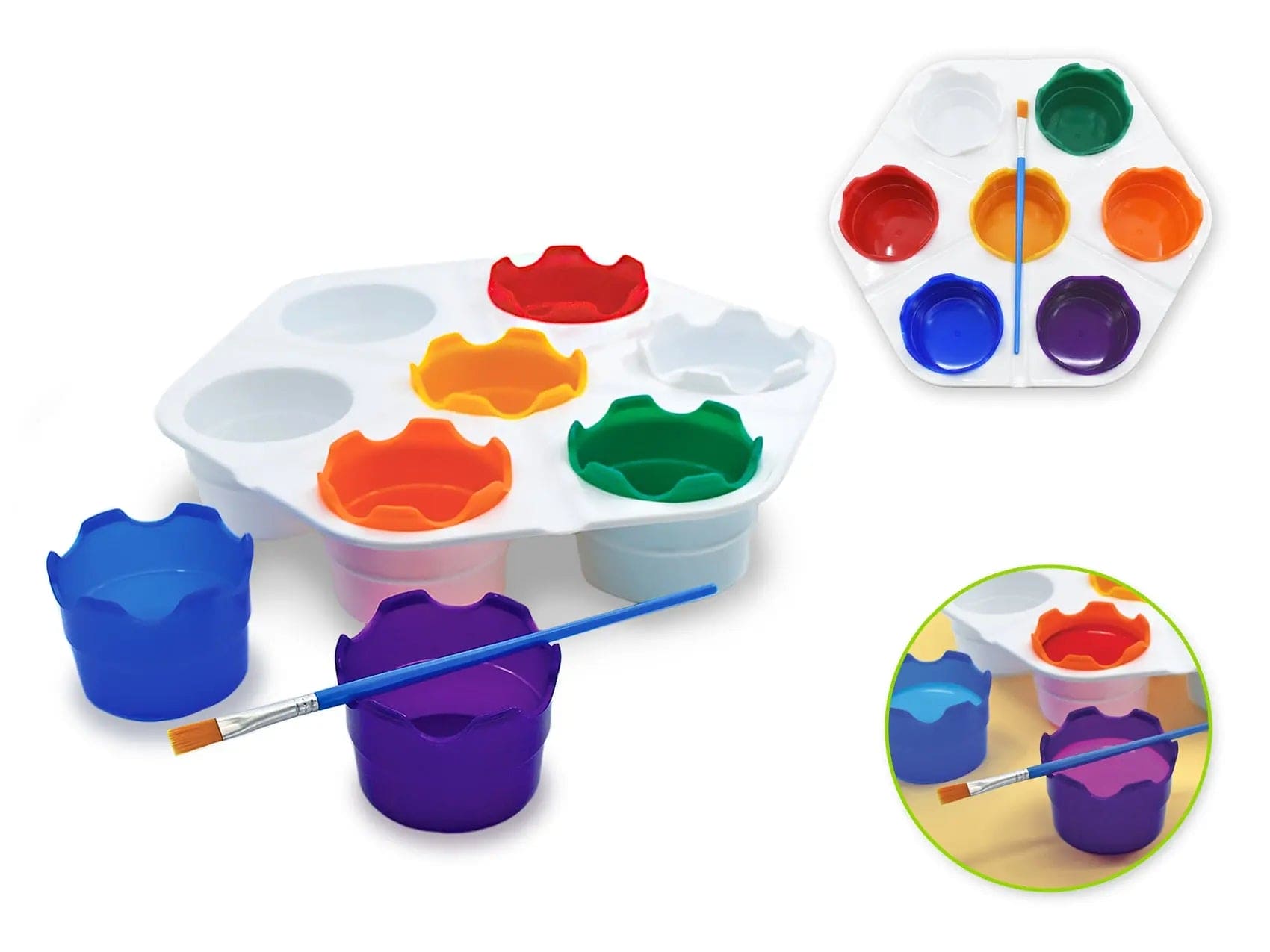 Krafty Kids: 9.8" Less-Of-A-Mess 7-Cup Paint Caddy w/Brush MULTICRAFT IMPORTS INC.