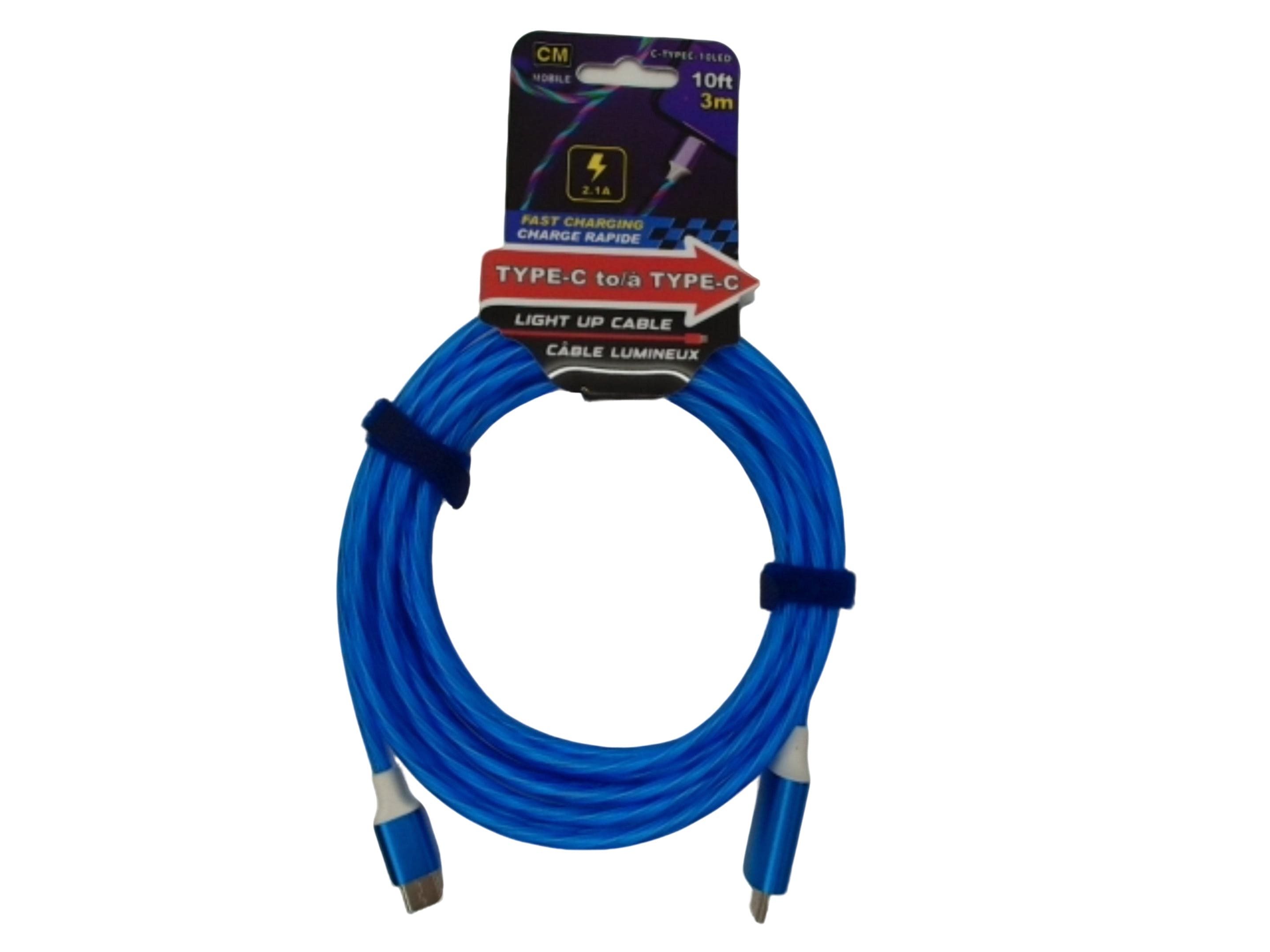 Type-C® to Type-C® 10 foot light up fast charging cable - Brantford Surplus