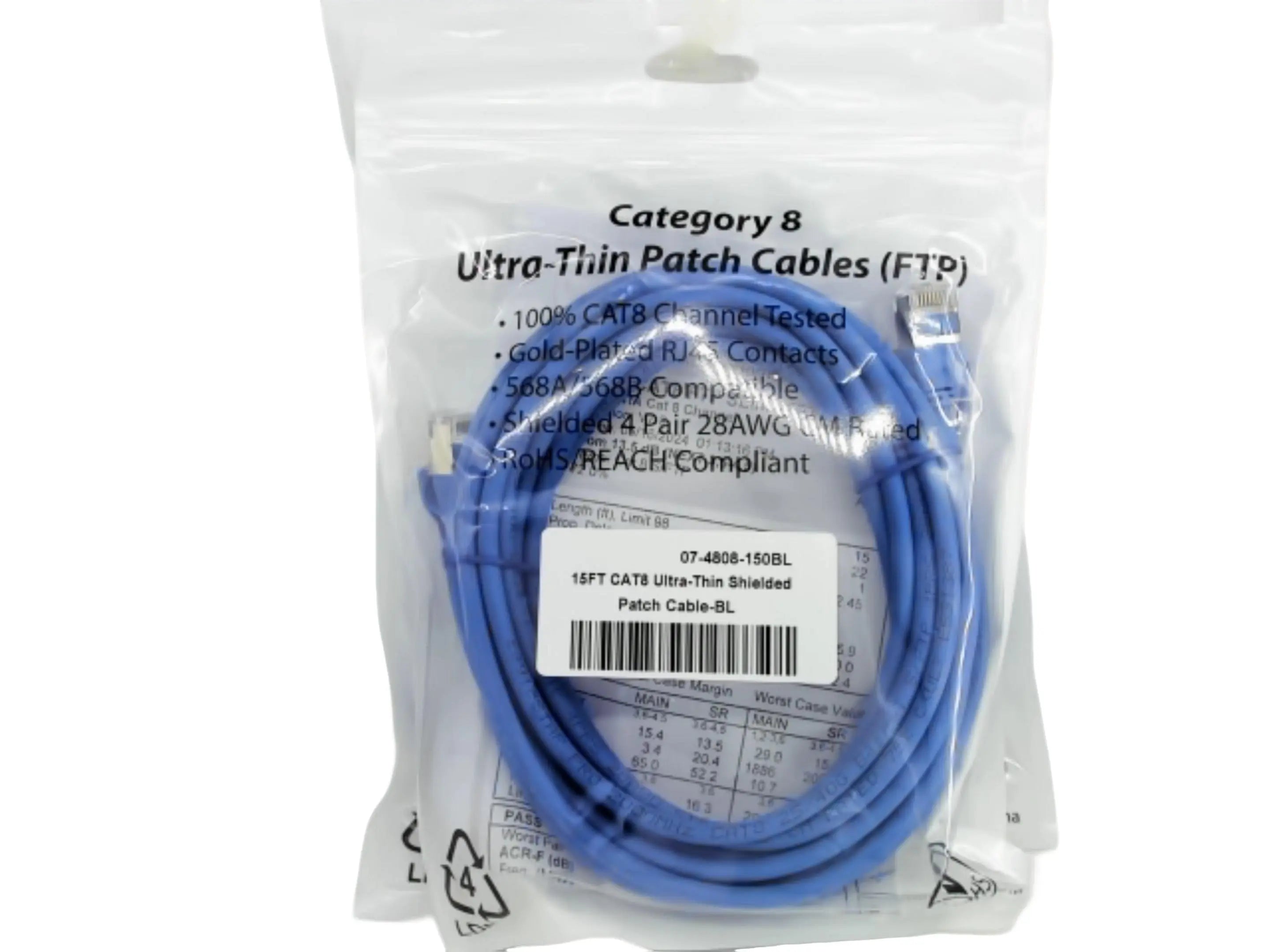 CAT8 Network Cable 15 Foot Blue AA Electronics