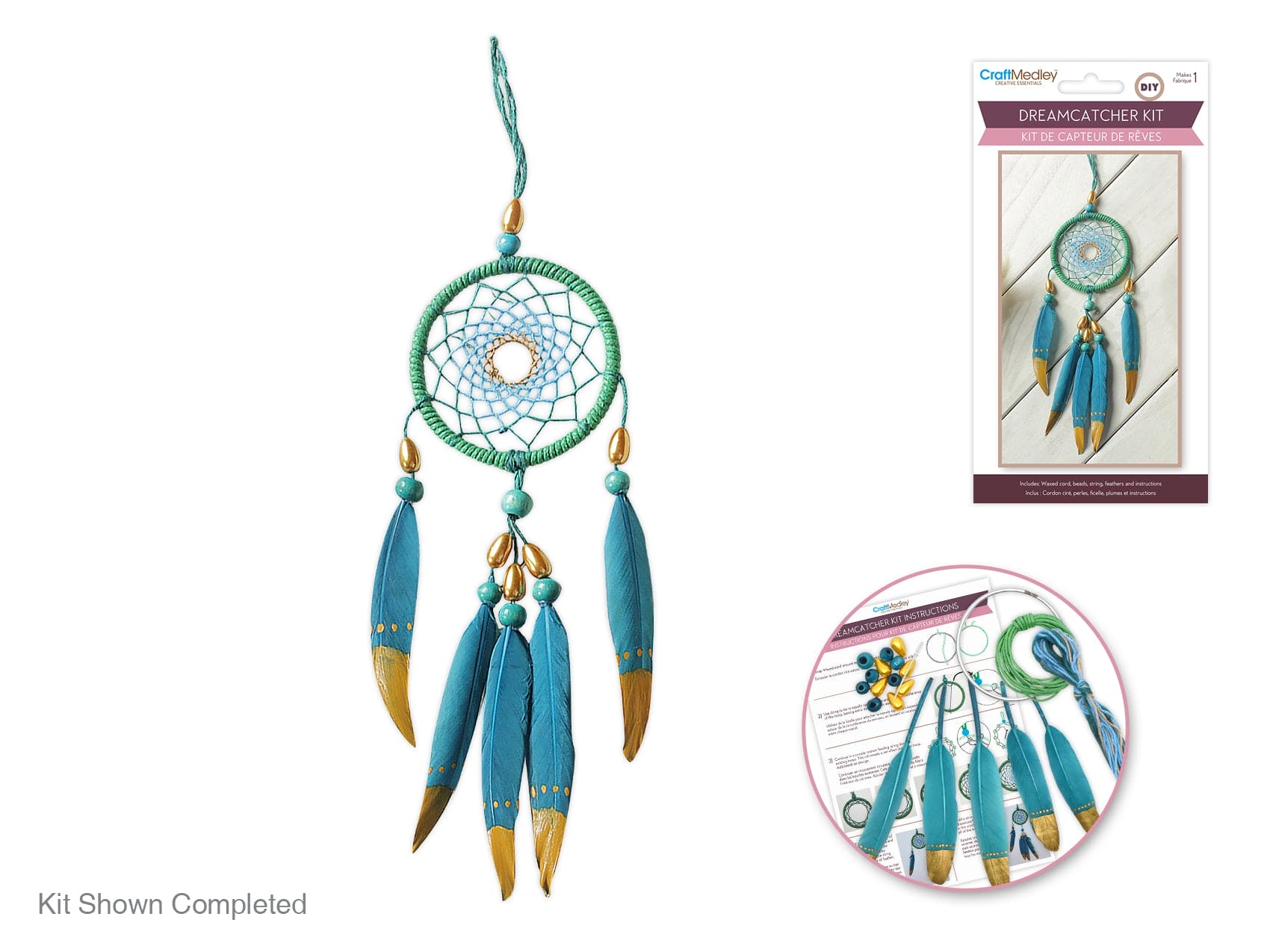 Craft Medley Kit: DIY Dream Catcher w/Beads A) Turquoise - Brantford Surplus